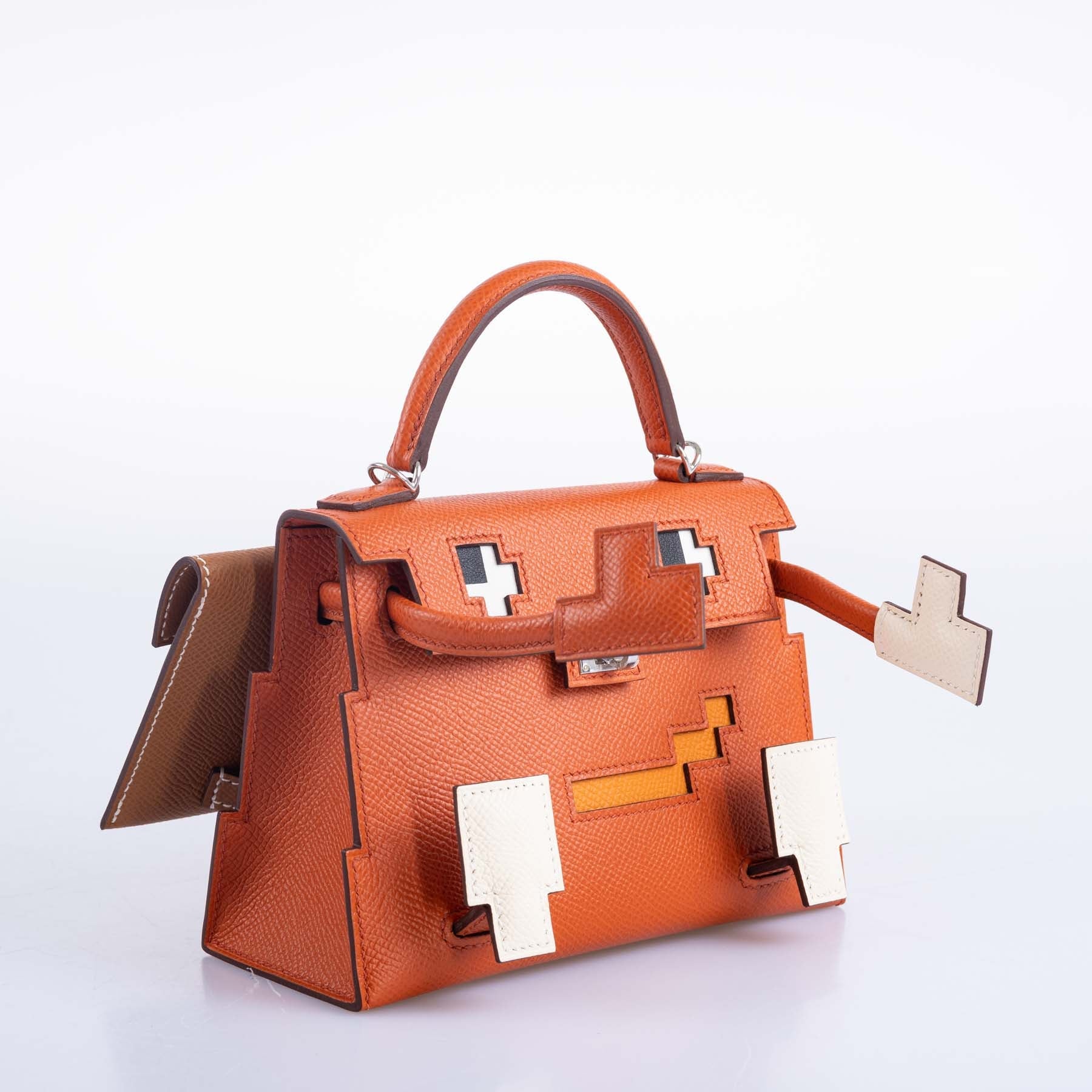 Hermès Kelly Doll "Picto" Quelle Idole Terre Battue, Nata, Abricot & Gold Epsom Palladium Hardware