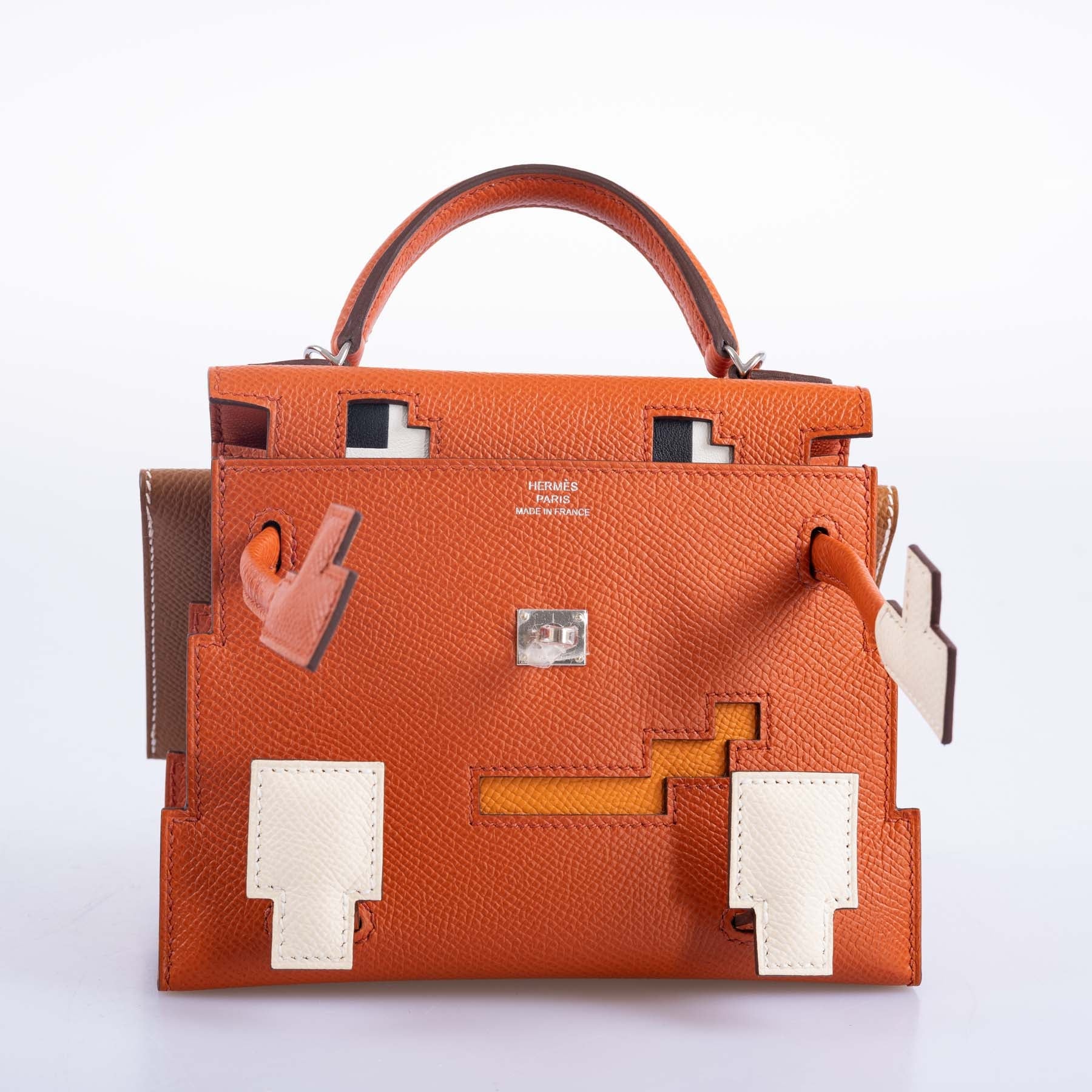 Hermès Kelly Doll "Picto" Quelle Idole Terre Battue, Nata, Abricot & Gold Epsom Palladium Hardware