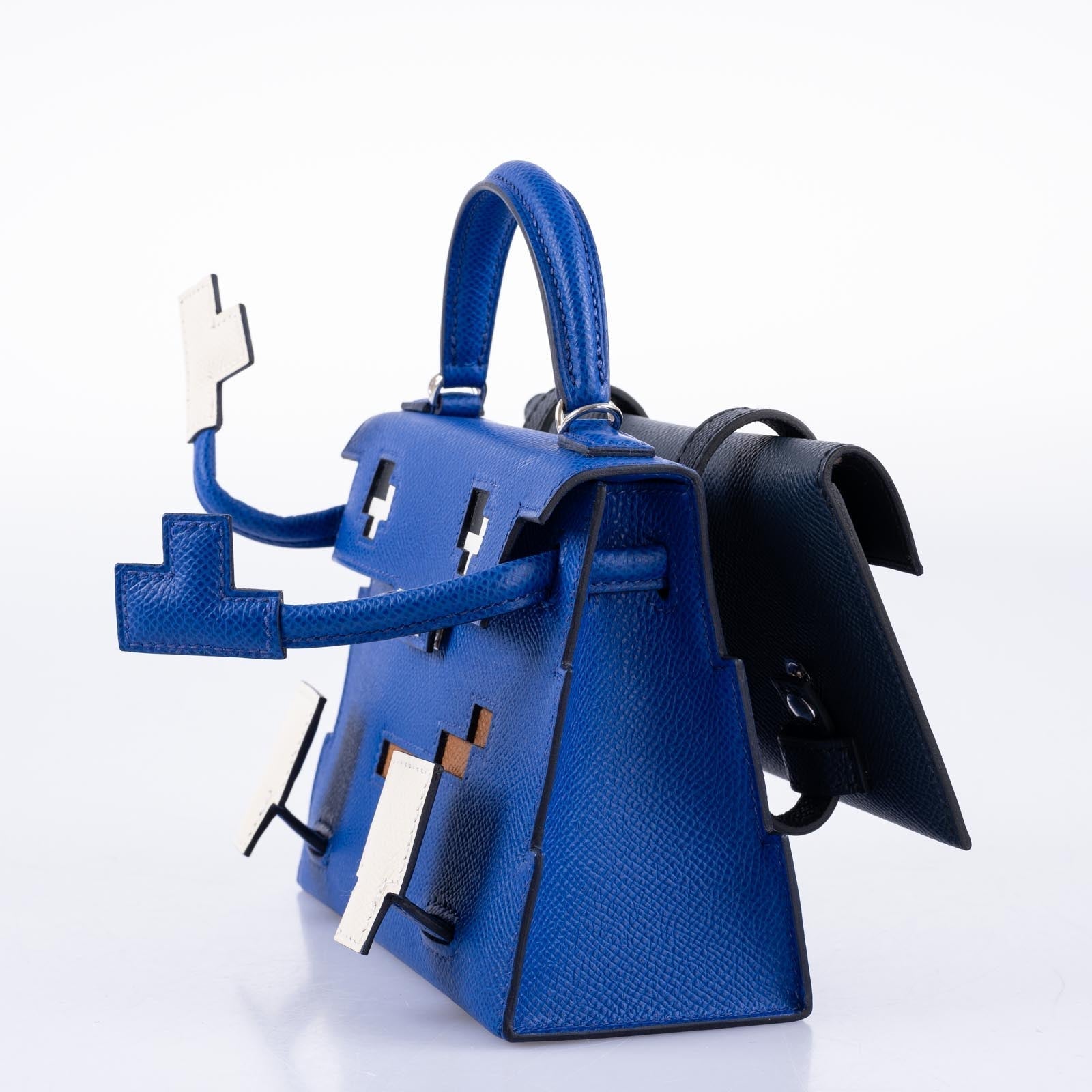 Hermès Kelly Doll Quelle Idole Picto Blue Royale, Nata, Gold Epsom with Palladium Hardware