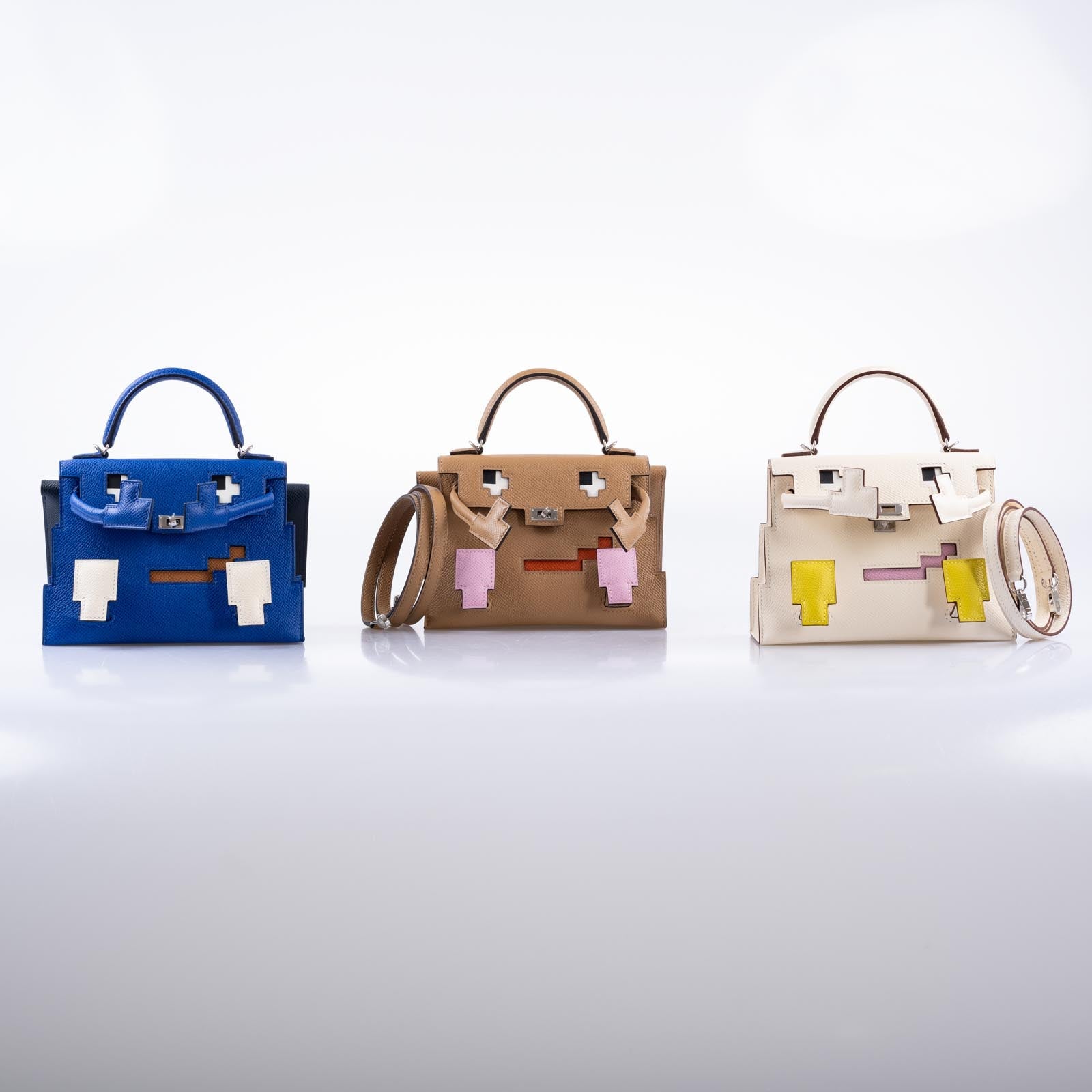 Hermès Kelly Doll Quelle Idole Picto Blue Royale, Nata, Gold Epsom with Palladium Hardware