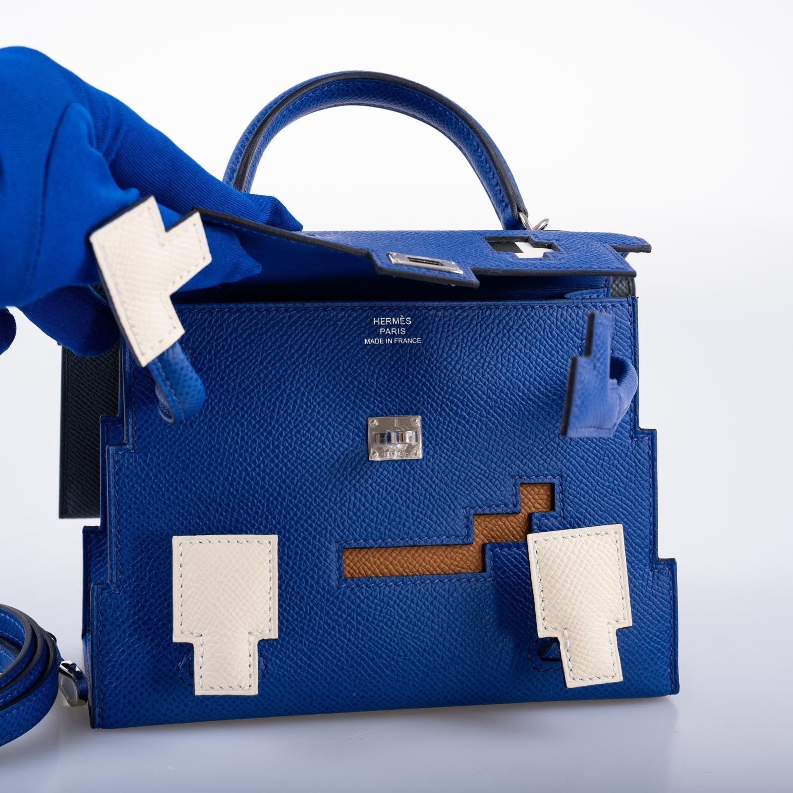 Hermès Kelly Doll Quelle Idole Picto Blue Royale, Nata, Gold Epsom with Palladium Hardware
