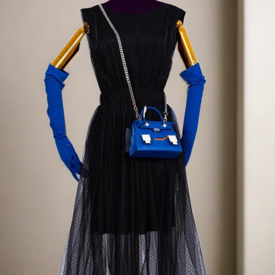 Hermès Kelly Doll Quelle Idole Picto Blue Royale, Nata, Gold Epsom with Palladium Hardware