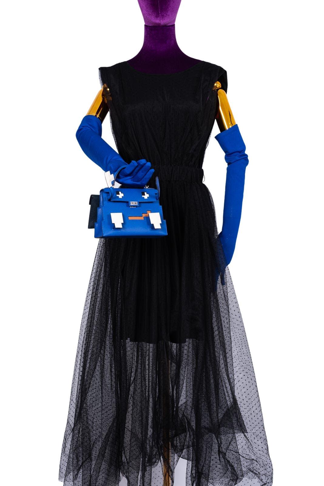 Hermès Kelly Doll Quelle Idole Picto Blue Royale, Nata, Gold Epsom with Palladium Hardware