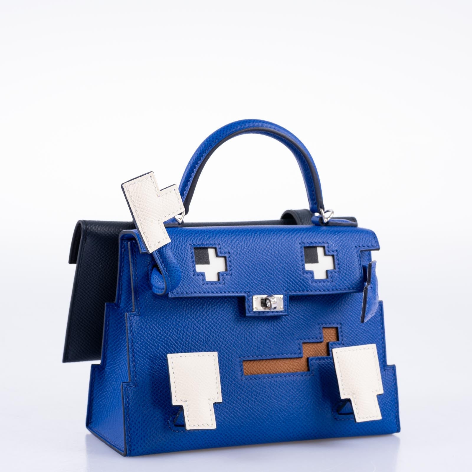 Hermès Kelly Doll Quelle Idole Picto Blue Royale, Nata, Gold Epsom with Palladium Hardware