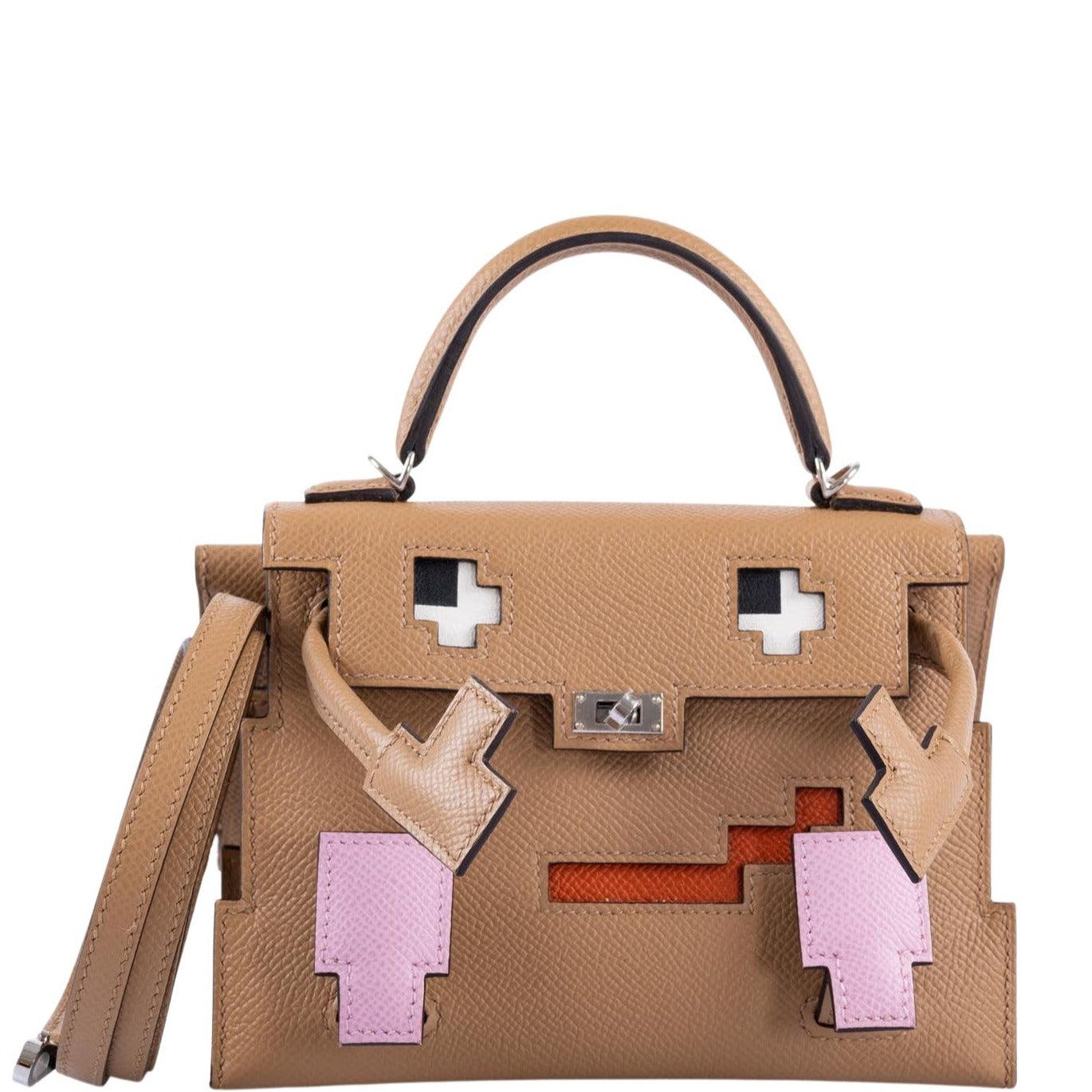 Hermès Kelly Doll "Quelle Idole" Picto Chai, Mauve Sylvestre, Bleu Celeste, and Terre Battue Epsom Palladium Hardware
