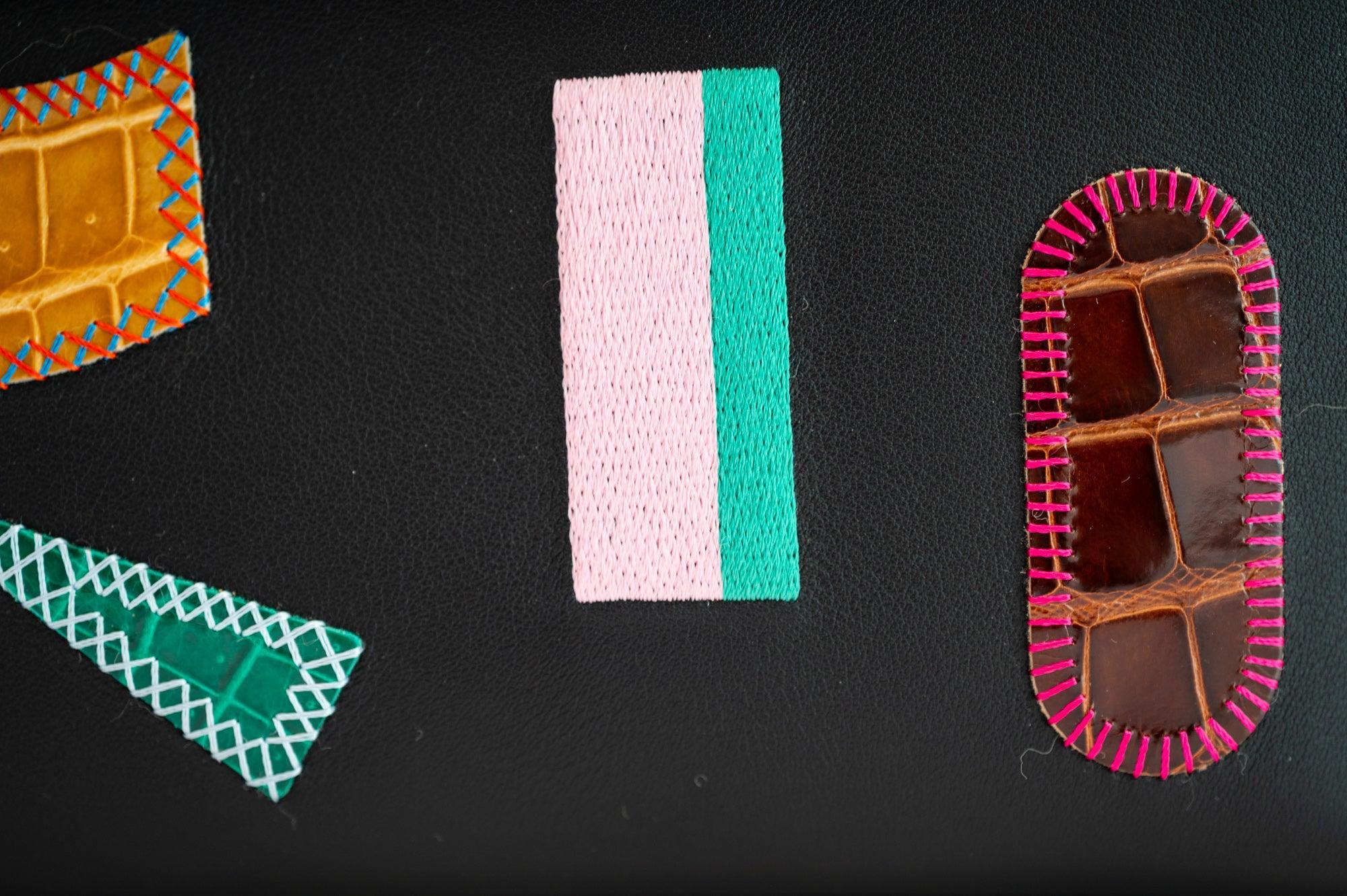 Hermès Kelly Élan Broderie Collage Noir Swift, Shiny Niloticus Crocodile and Alligator Palladium Hardware