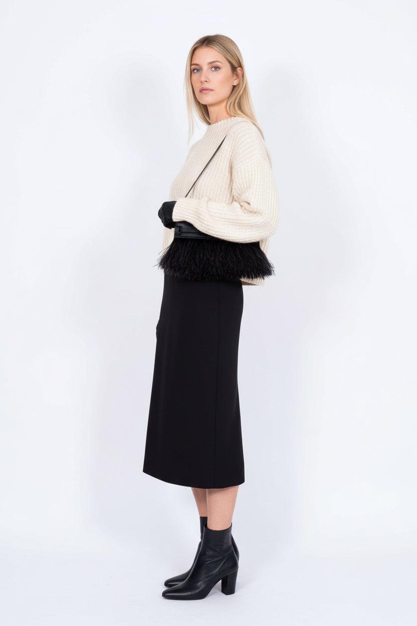 Hermès Kelly Élan Folie Noir Chèvre Chamkila with Ostrich Feathers Palladium Hardware