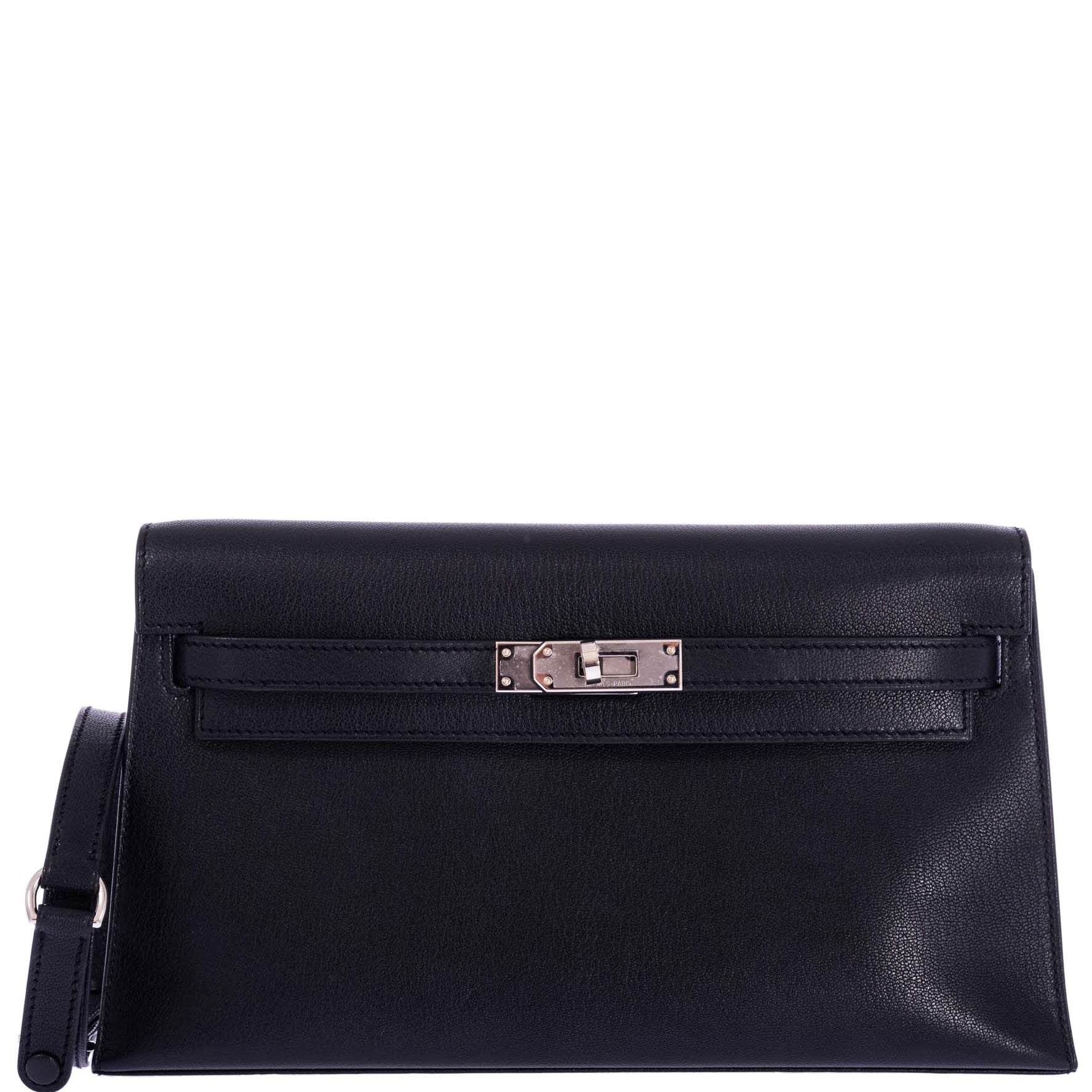 Hermès Kelly Élan Noir Chèvre Mysore Palladium Hardware | JANEFINDS