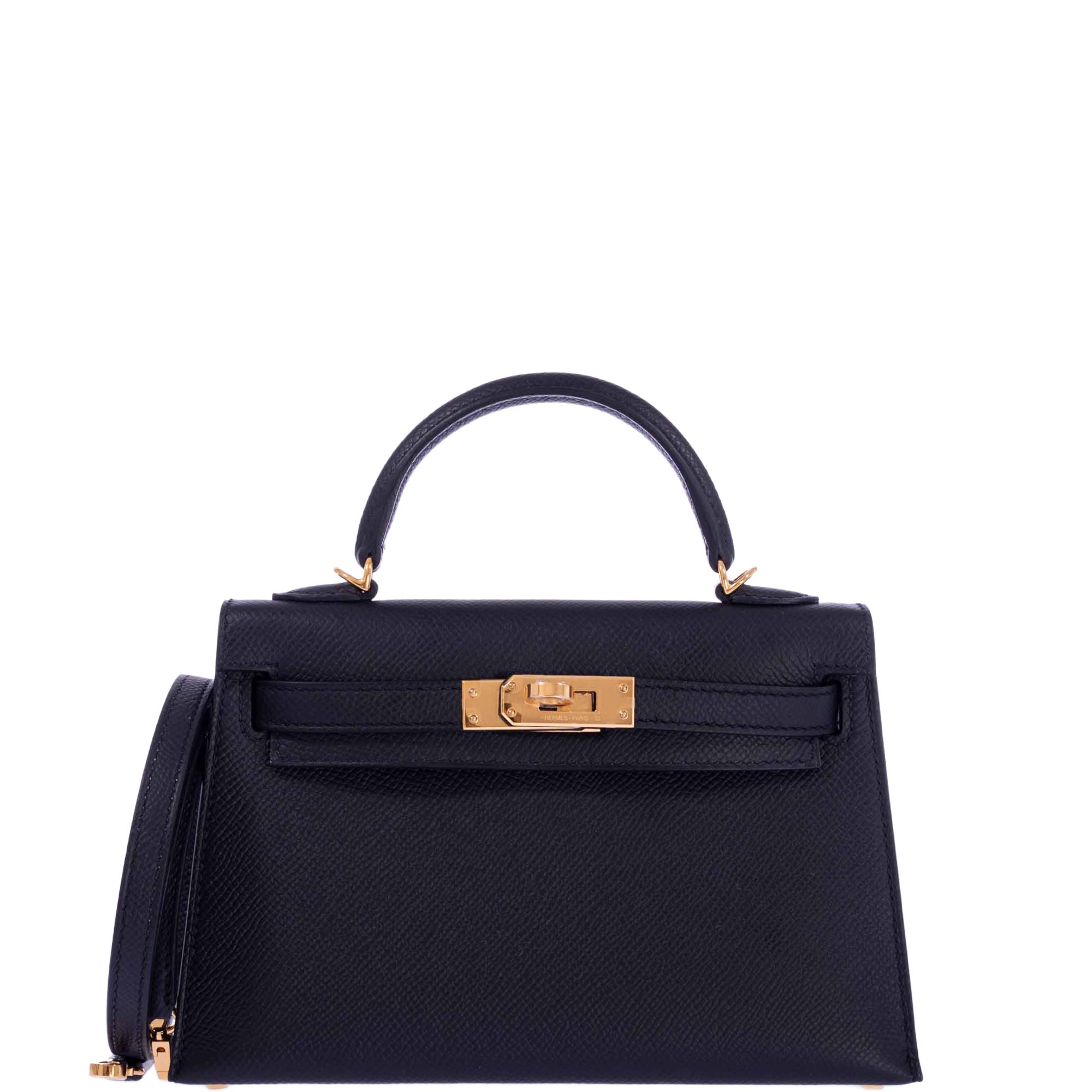 Hermès Kelly HSS Mini 20 Sellier Black Epsom with Rouge Casaque Interior Gold Hardware