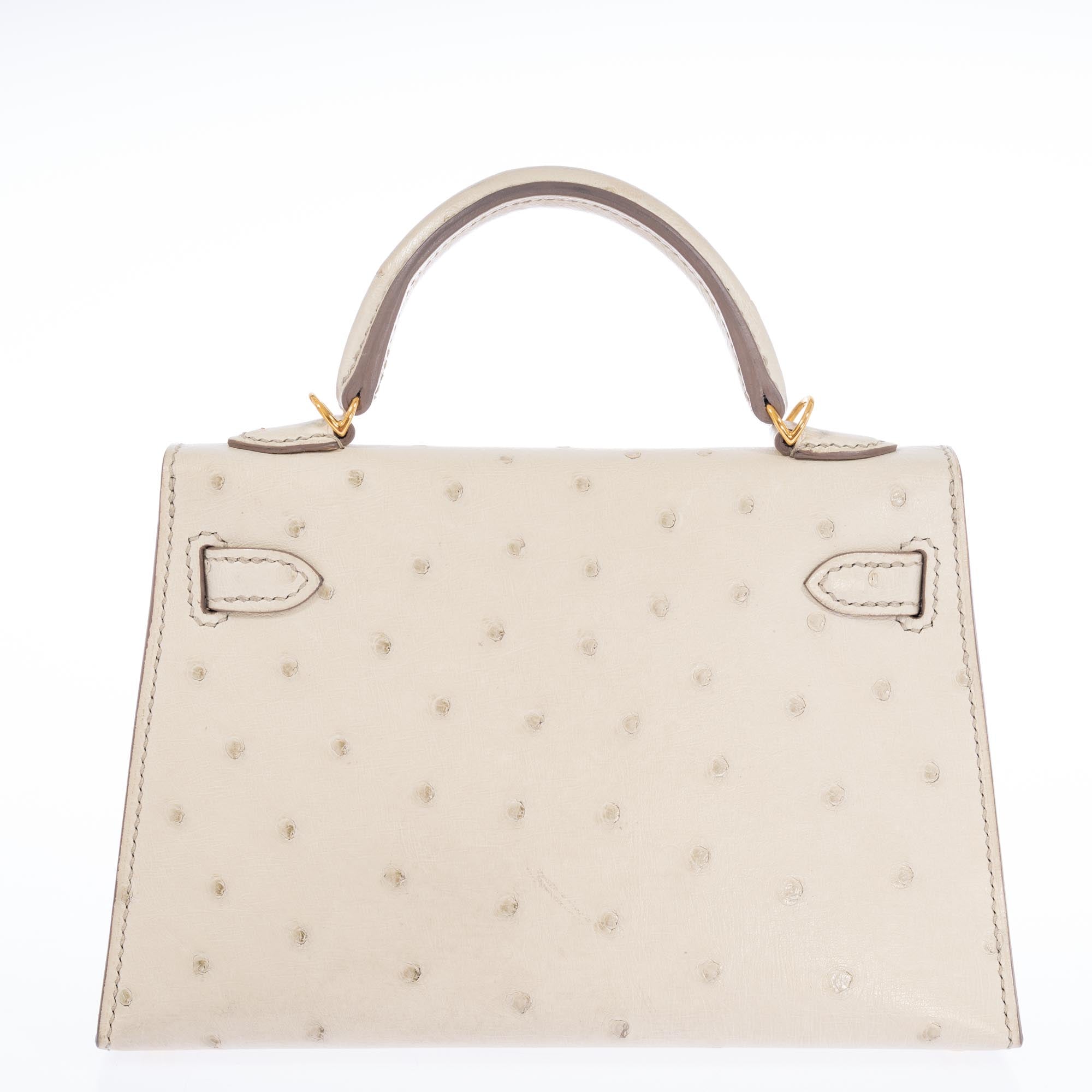 Hermès Kelly II Mini Sellier Beton Ostrich with Gold Hardware