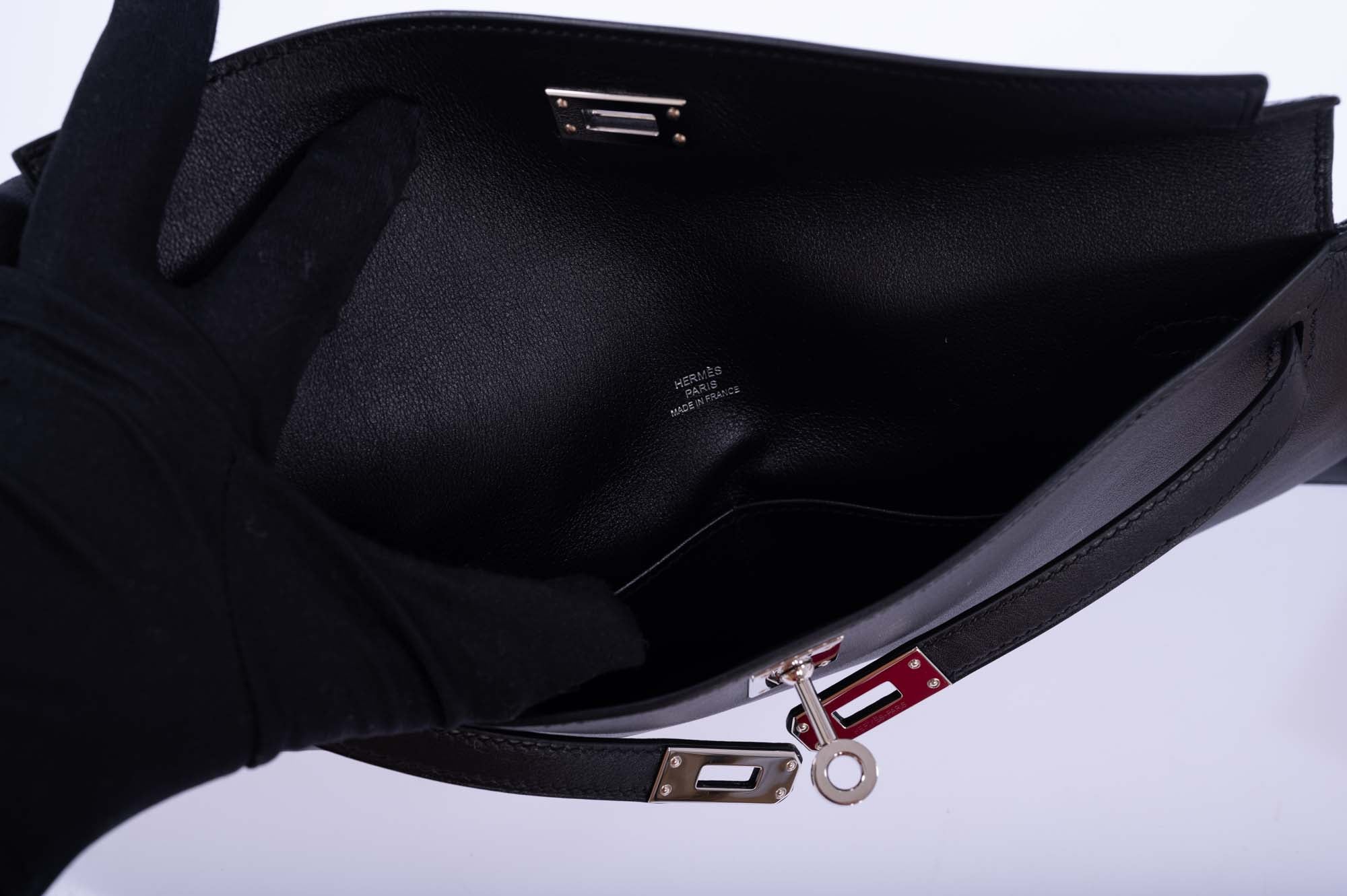 Hermès Kelly JPG Runway Belt Fanny Pack Black Swift Palladium Hardware