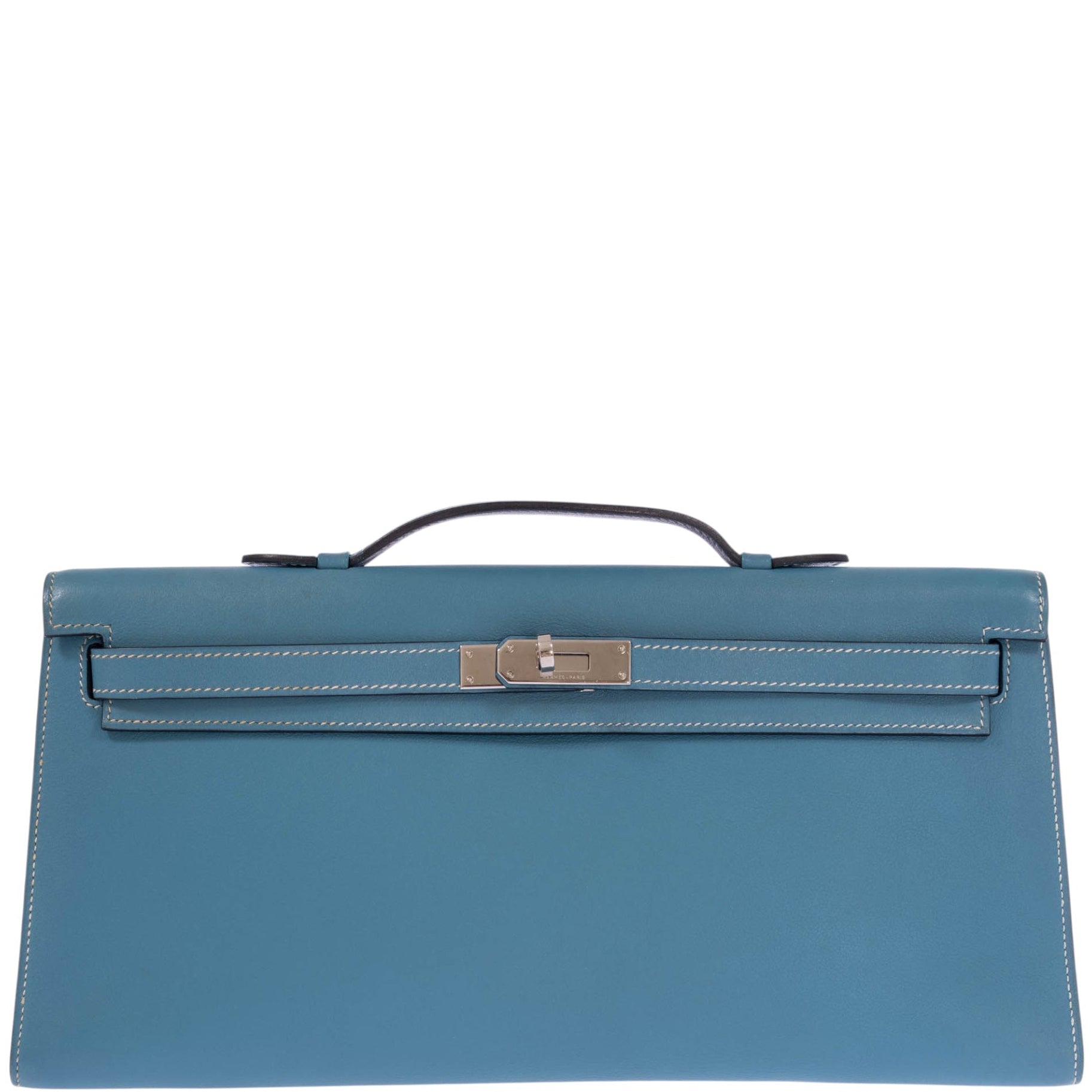 Hermès Kelly Longue Bleu Jean Evergrain Palladium Hardware