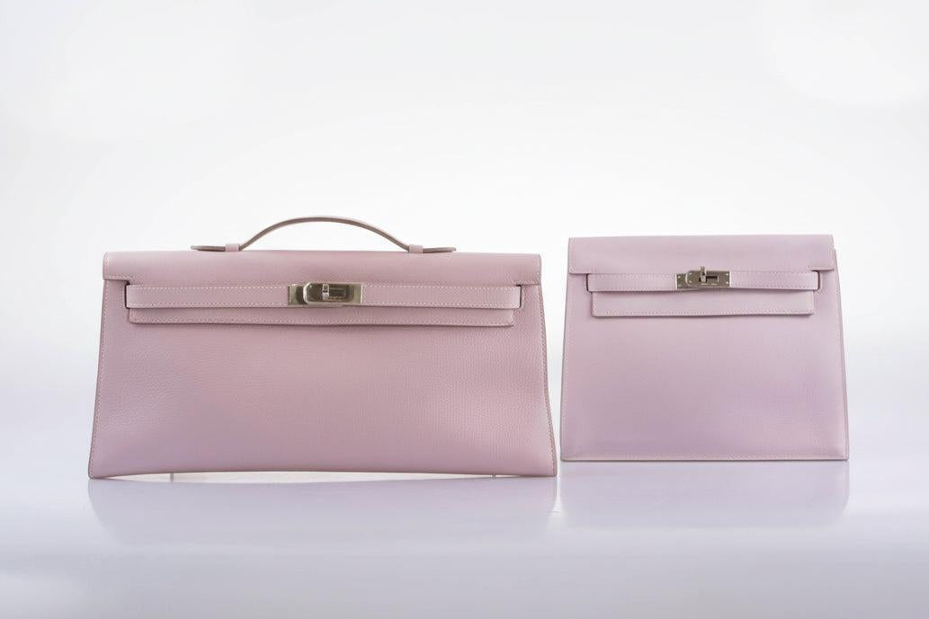 Hermès Kelly Longue Rose Dragee Evergrain with Palladium Hardware