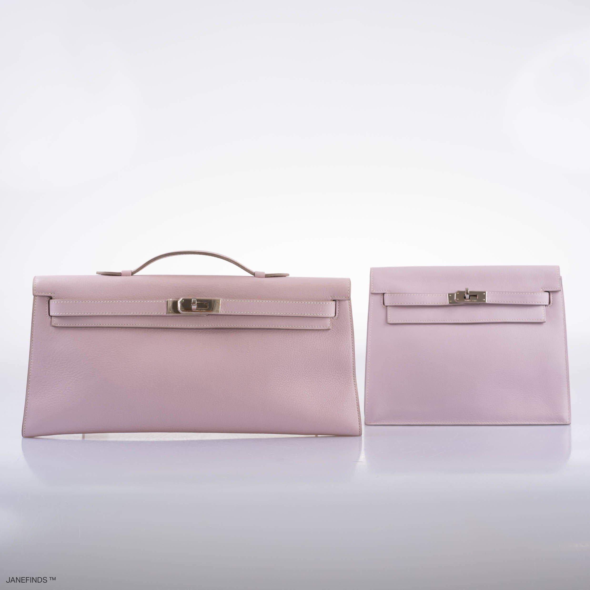 Hermès Kelly Longue Rose Dragee Evergrain with Palladium Hardware