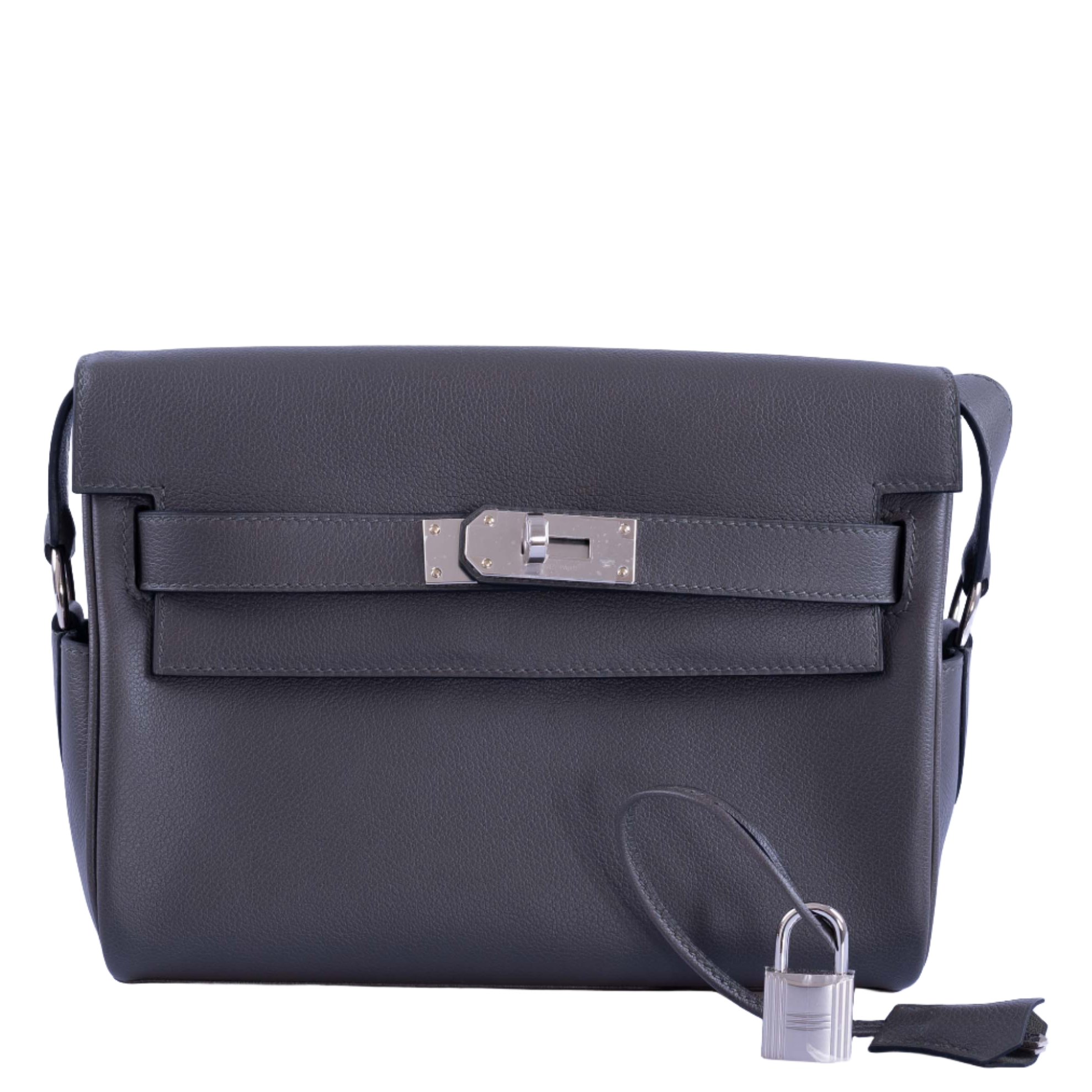 Hermès Kelly Messenger PM in Gris Misty Evercolor Palladium