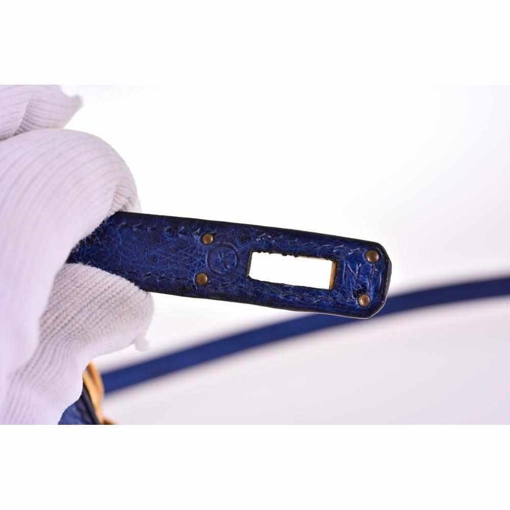 Hermès Kelly Mini 20 Blue Sapphire Ostrich Gold Hardware