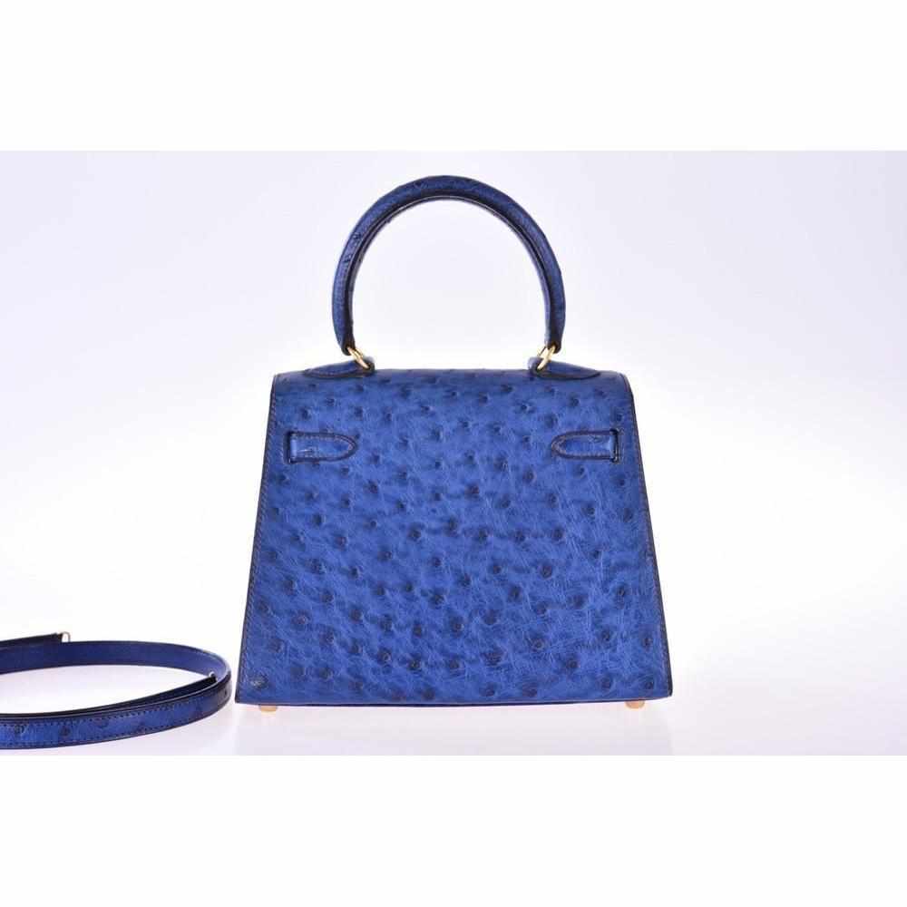 Hermès Kelly Mini 20 Blue Sapphire Ostrich Gold Hardware