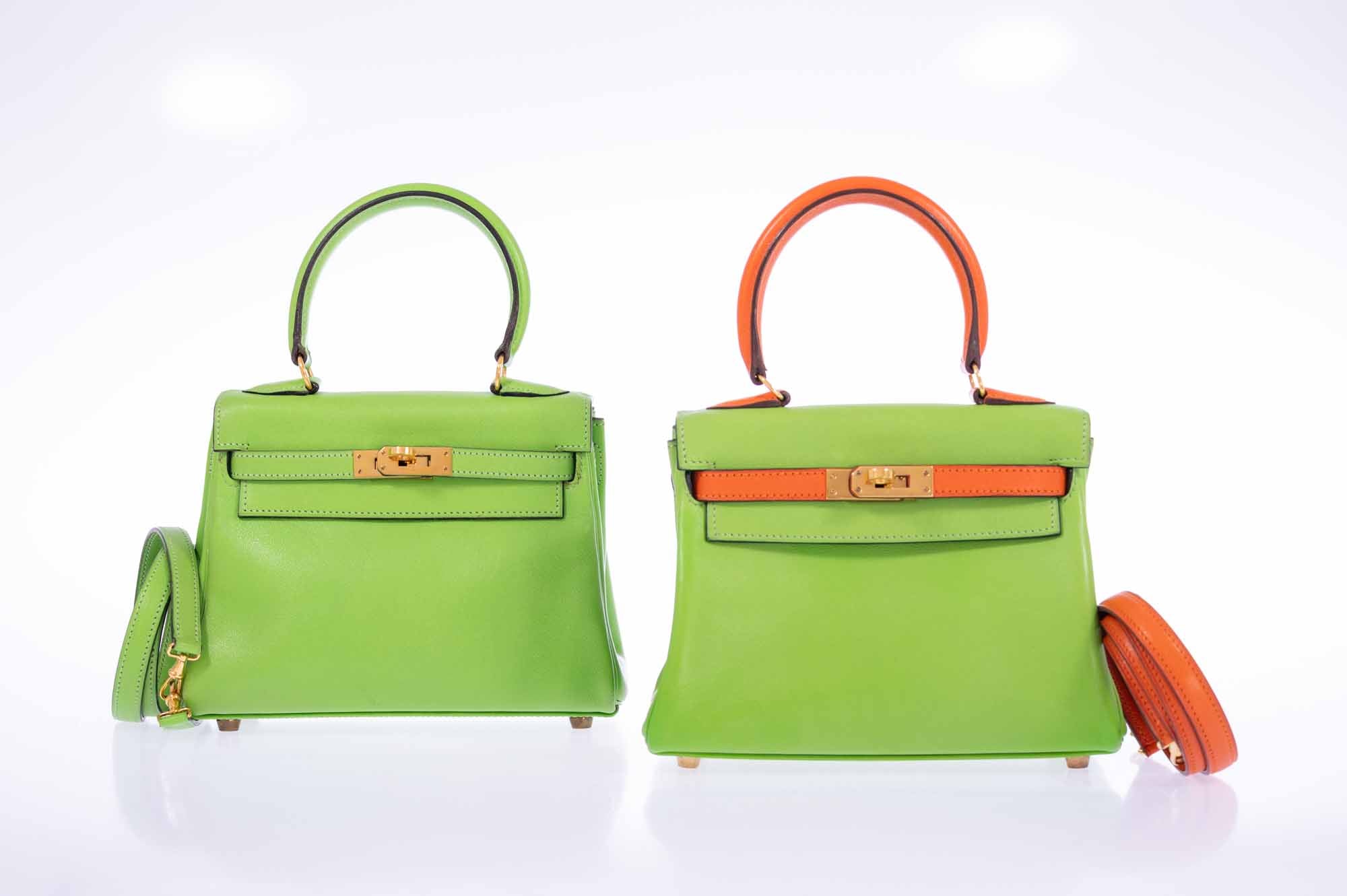 Hermès Kelly Mini 20 Retourne Vert Cru Gulliver Leather Gold Hardware