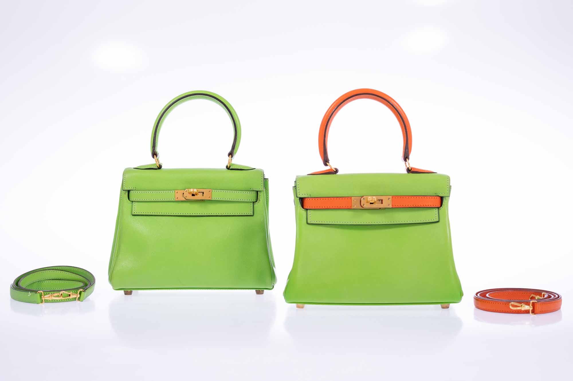 Hermès Kelly Mini 20 Retourne Vert Cru Gulliver Leather Gold Hardware