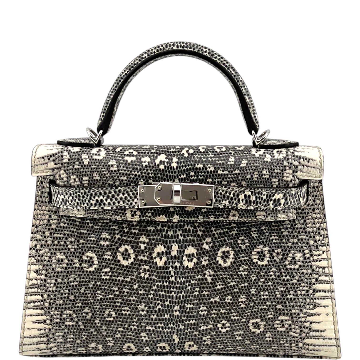 Hermès Kelly Mini 20 Sellier Ombre Lizard Palladium Hardware