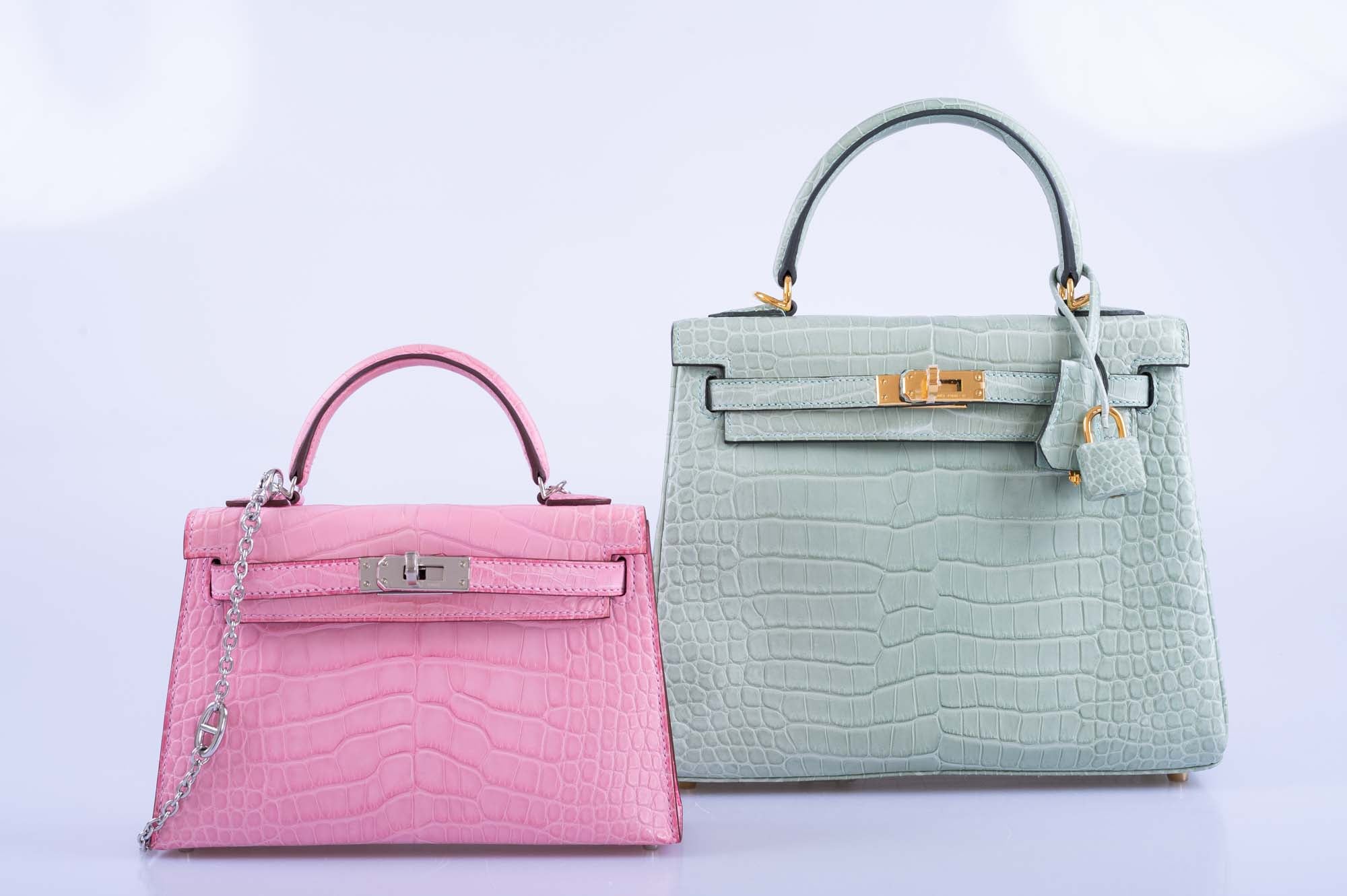 Hermès Kelly Mini II (20) Sellier 5P Bubblegum Pink Matte Alligator Palladium Hardware