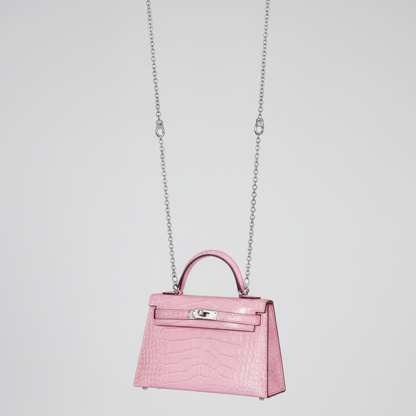 Hermès Kelly Mini II (20) Sellier 5P Bubblegum Pink Matte Alligator Palladium Hardware