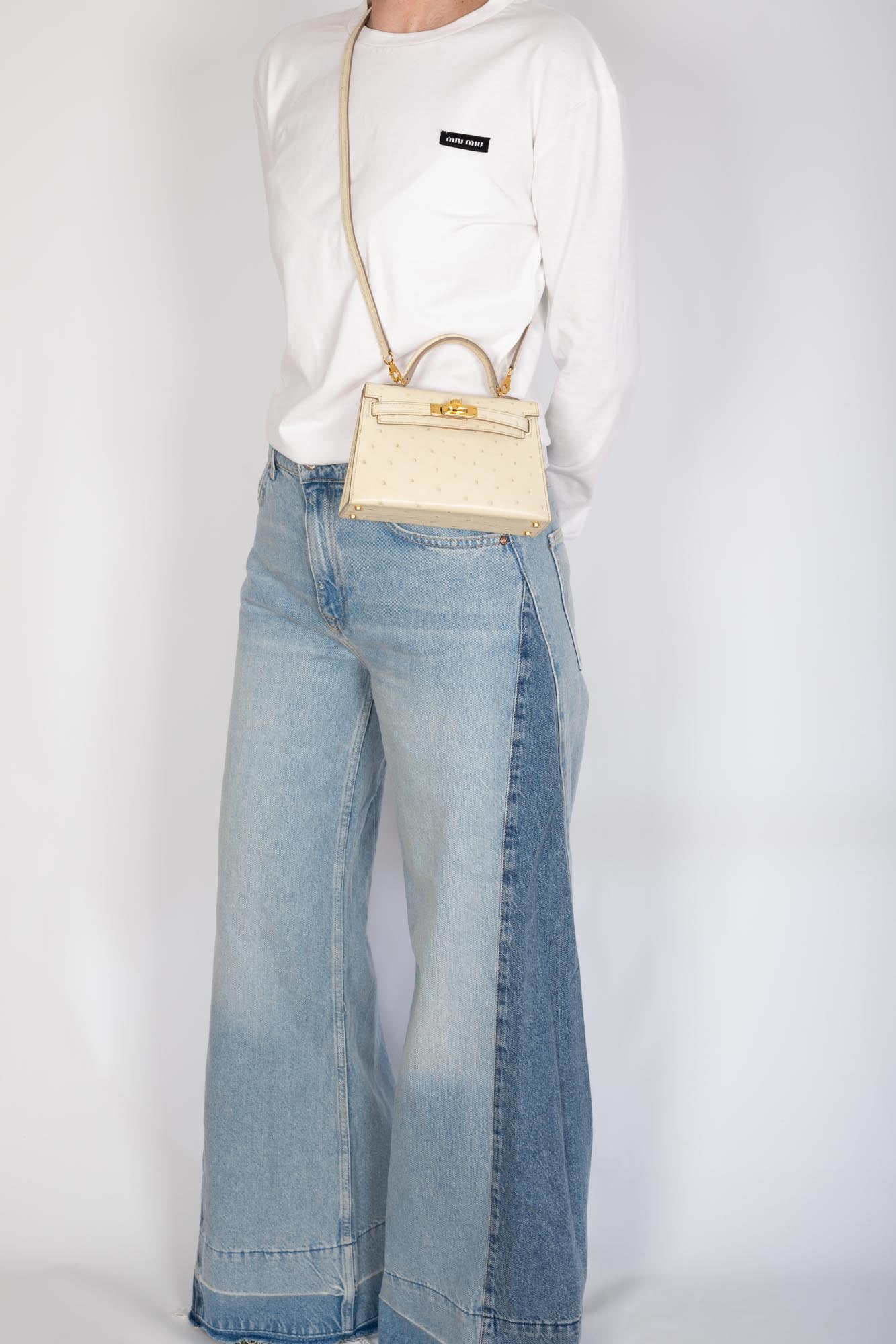 Hermès Kelly Mini II Sellier Beton Ostrich Gold Hardware