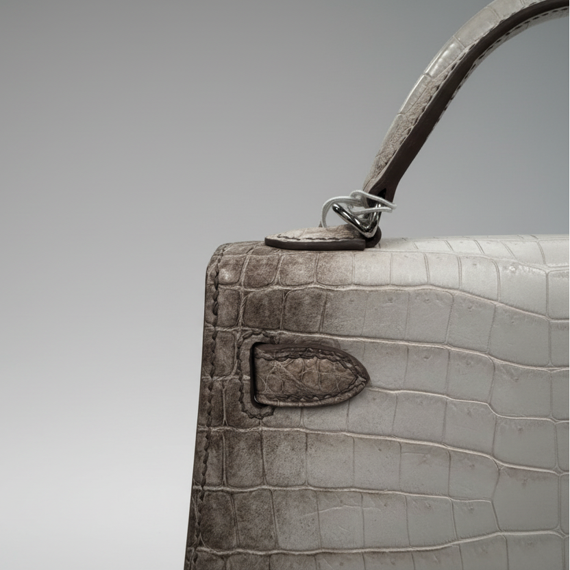 Hermès Kelly Mini II Sellier Himalayan Niloticus Crocodile Palladium Hardware