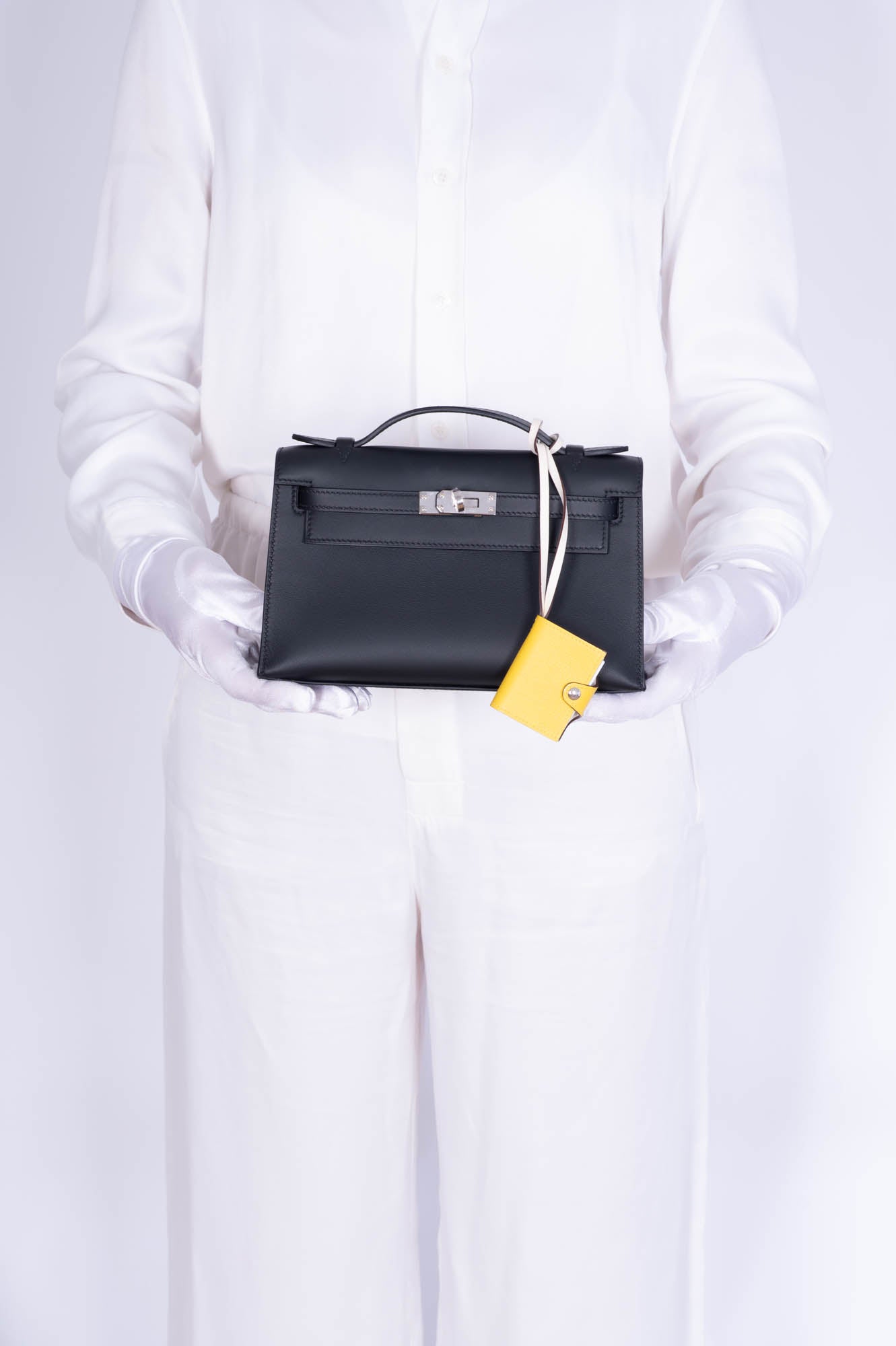 Hermès Kelly Mini Pochette Black Swift Palladium Hardware