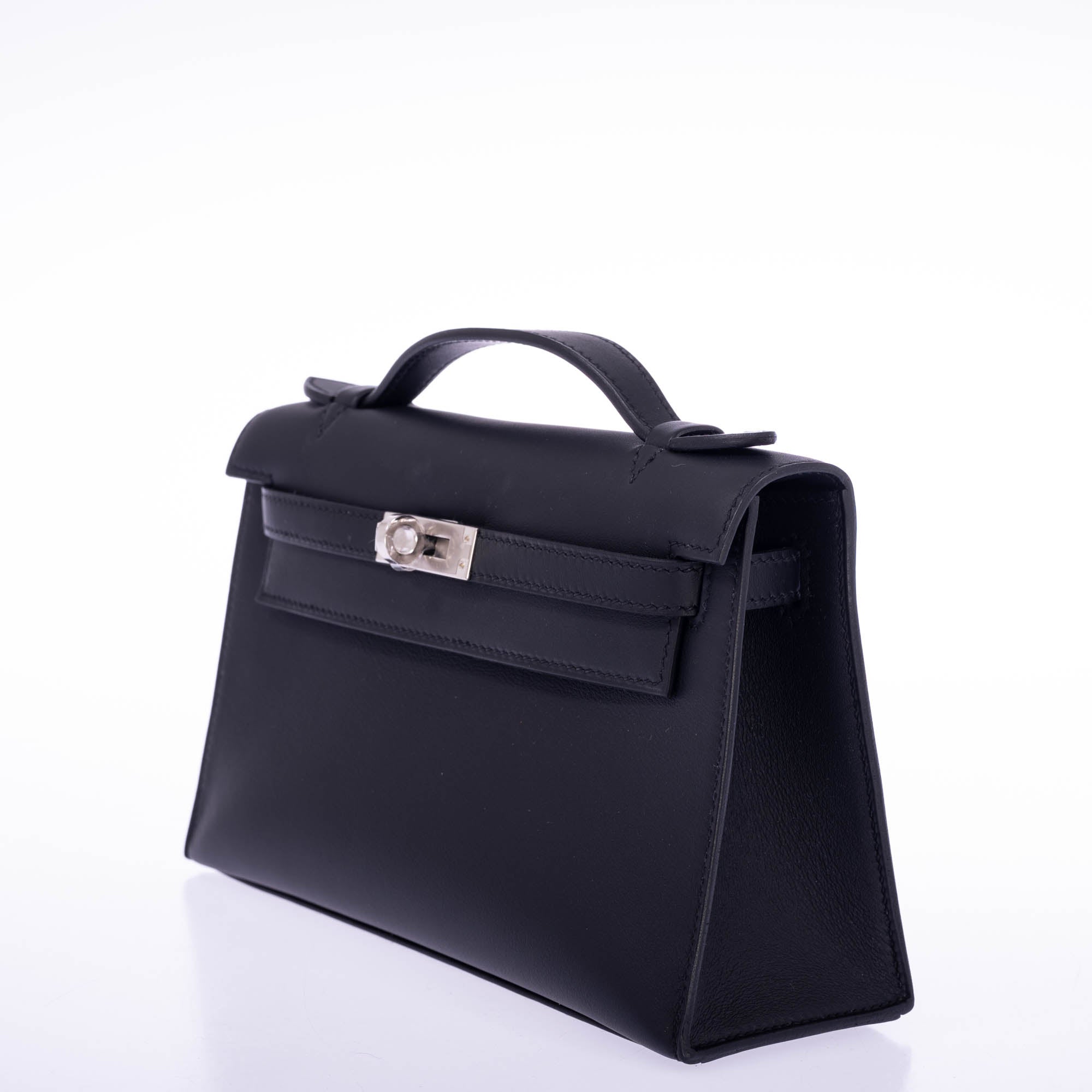 Hermès Kelly Mini Pochette Black Swift Palladium Hardware
