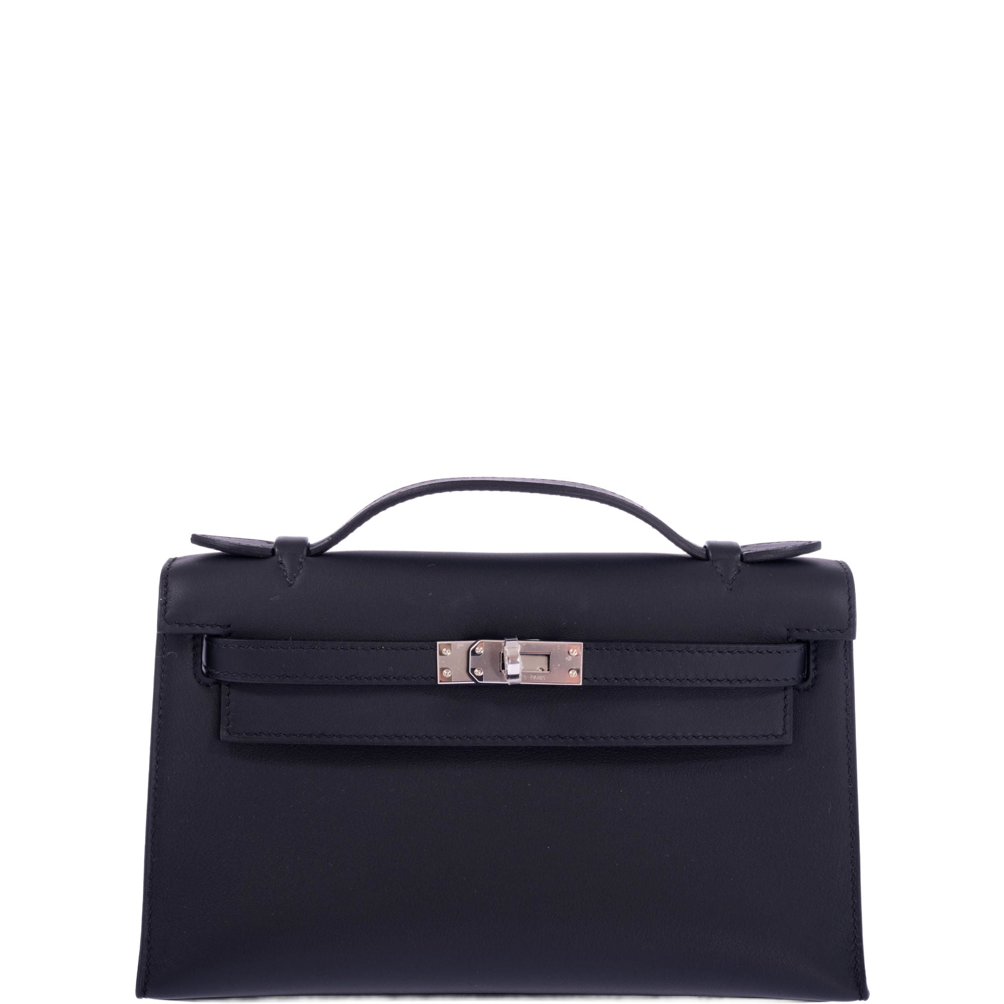 Hermès Kelly Mini Pochette Black Swift Palladium Hardware