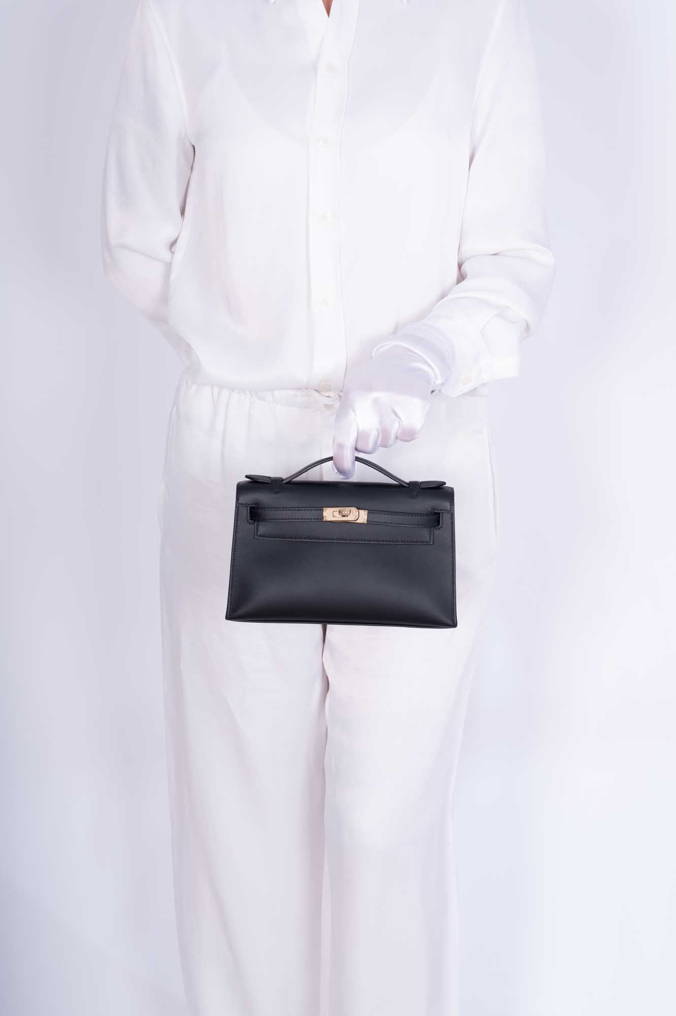 Hermès Kelly Mini Pochette Black Swift Permabrass Hardware