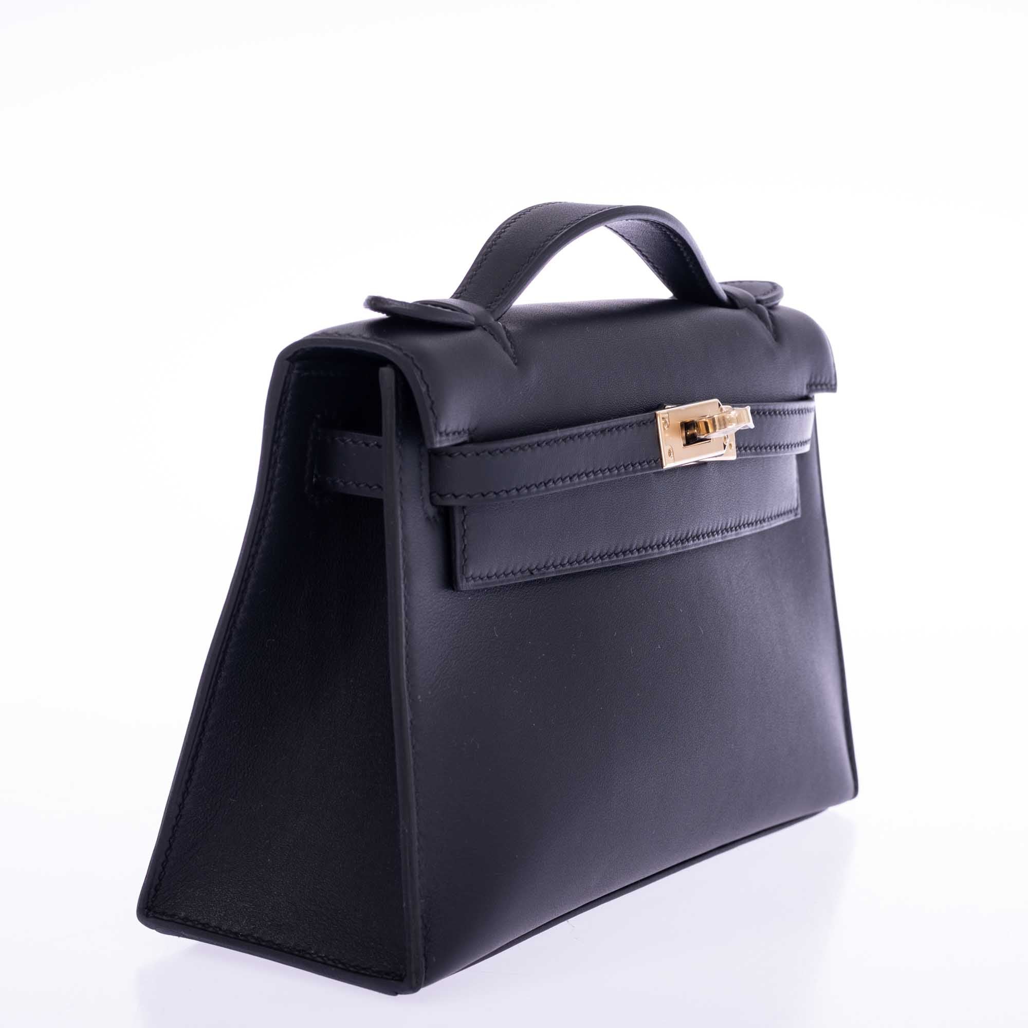 Hermès Kelly Mini Pochette Black Swift Permabrass Hardware