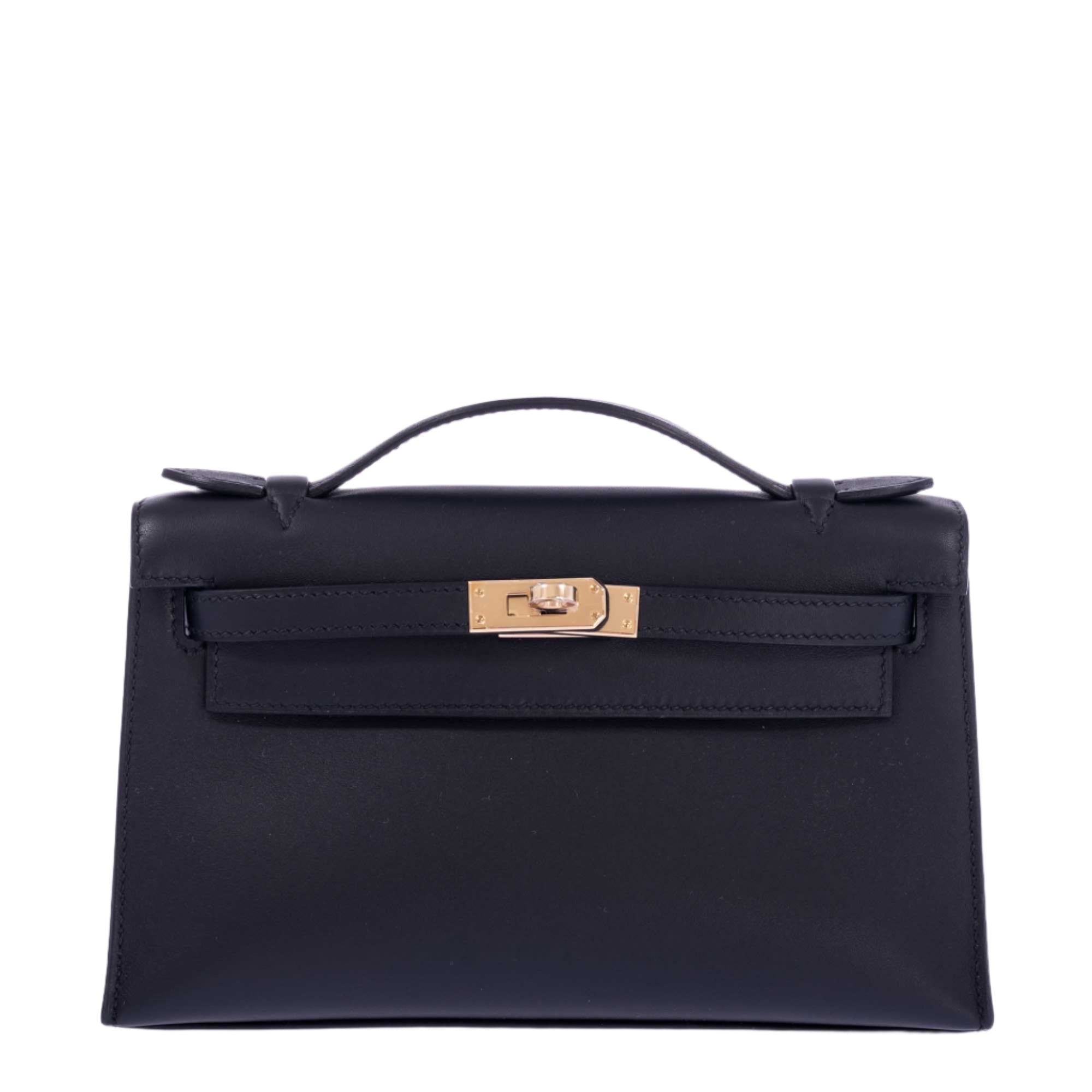 Hermès Kelly Mini Pochette Black Swift Permabrass Hardware