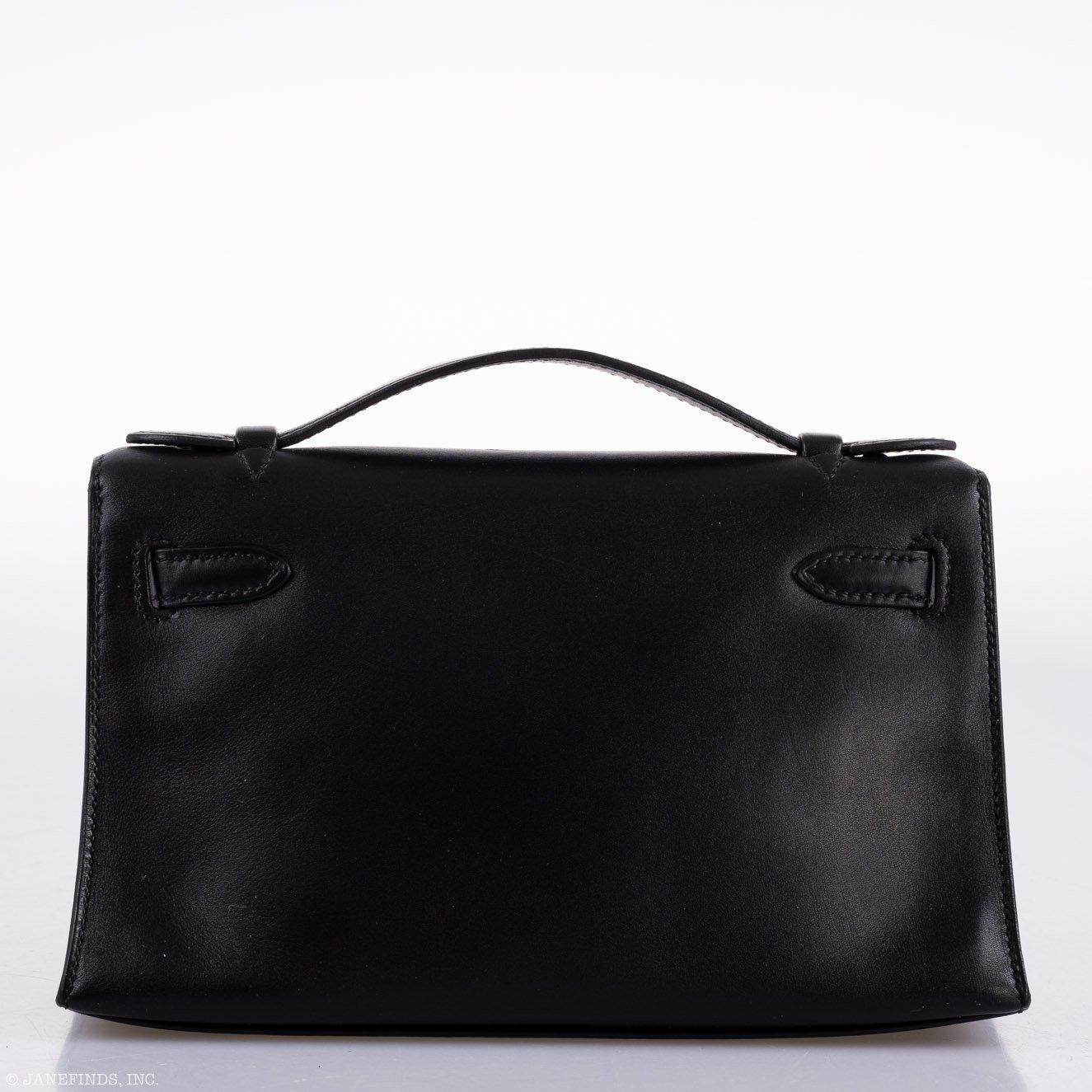 Hermès Kelly Mini Pochette Black Swift with Palladium Hardware