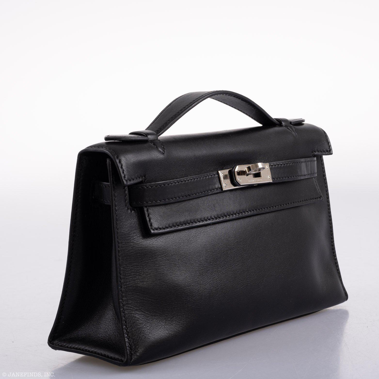 Hermès Kelly Mini Pochette Black Swift with Palladium Hardware