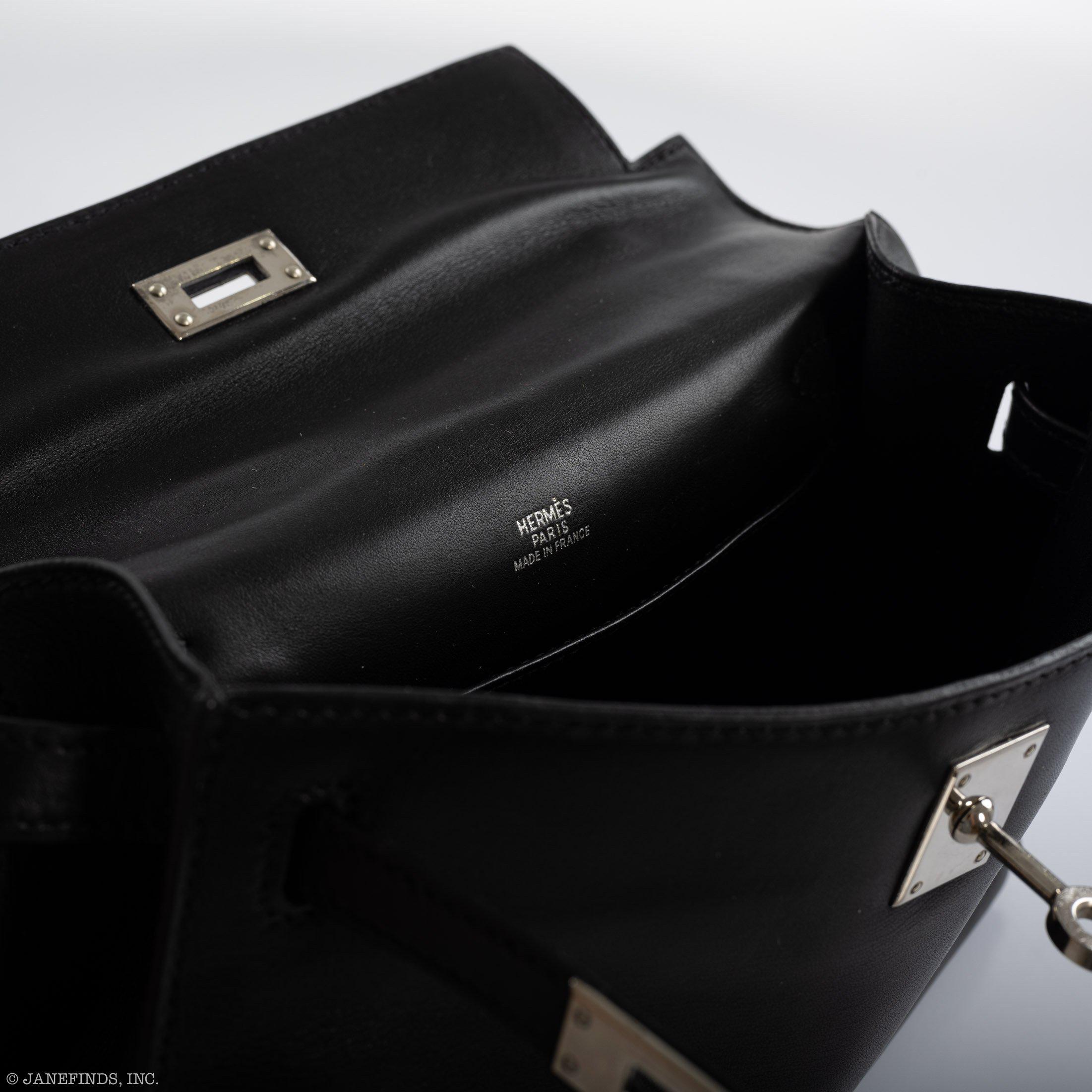 Hermès Kelly Mini Pochette Black Swift with Palladium Hardware