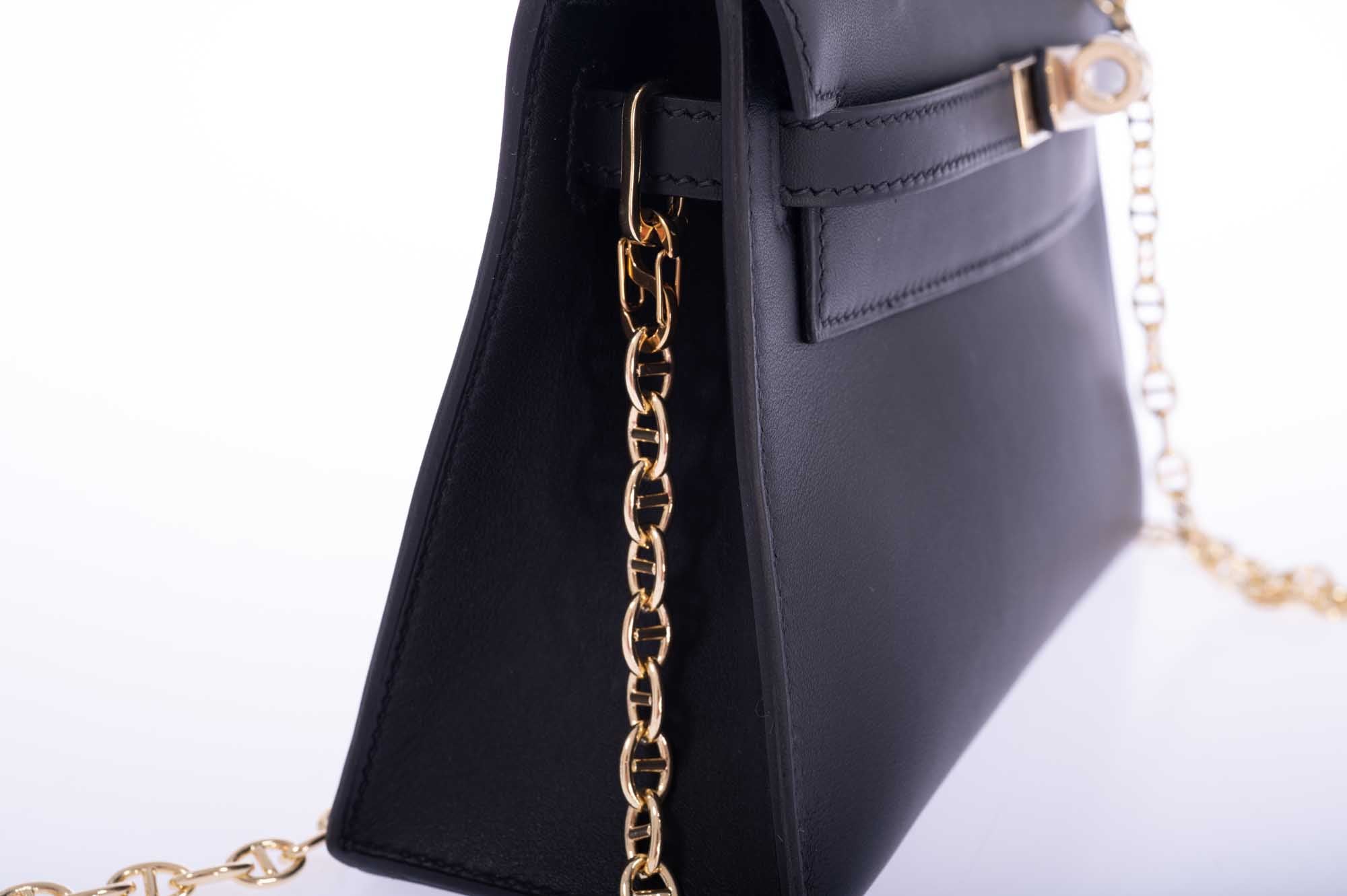 Hermès Kelly Mini Pochette Noir Swift Permabrass Hardware