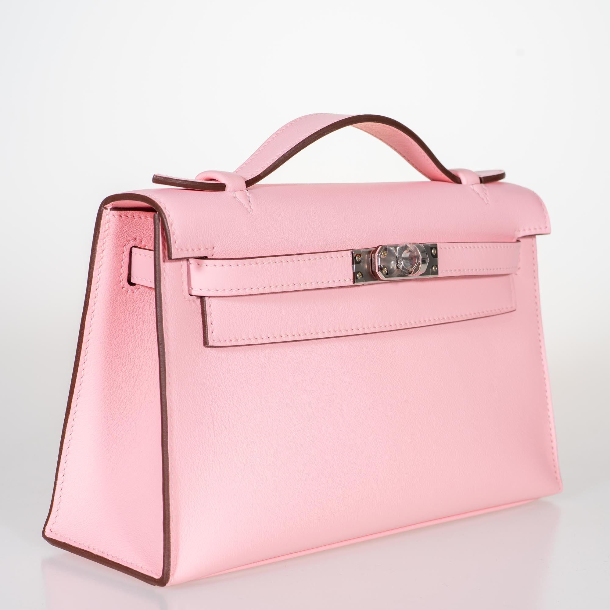 Hermès Kelly Mini Pochette Rose Sakura Swift Palladium Hardware