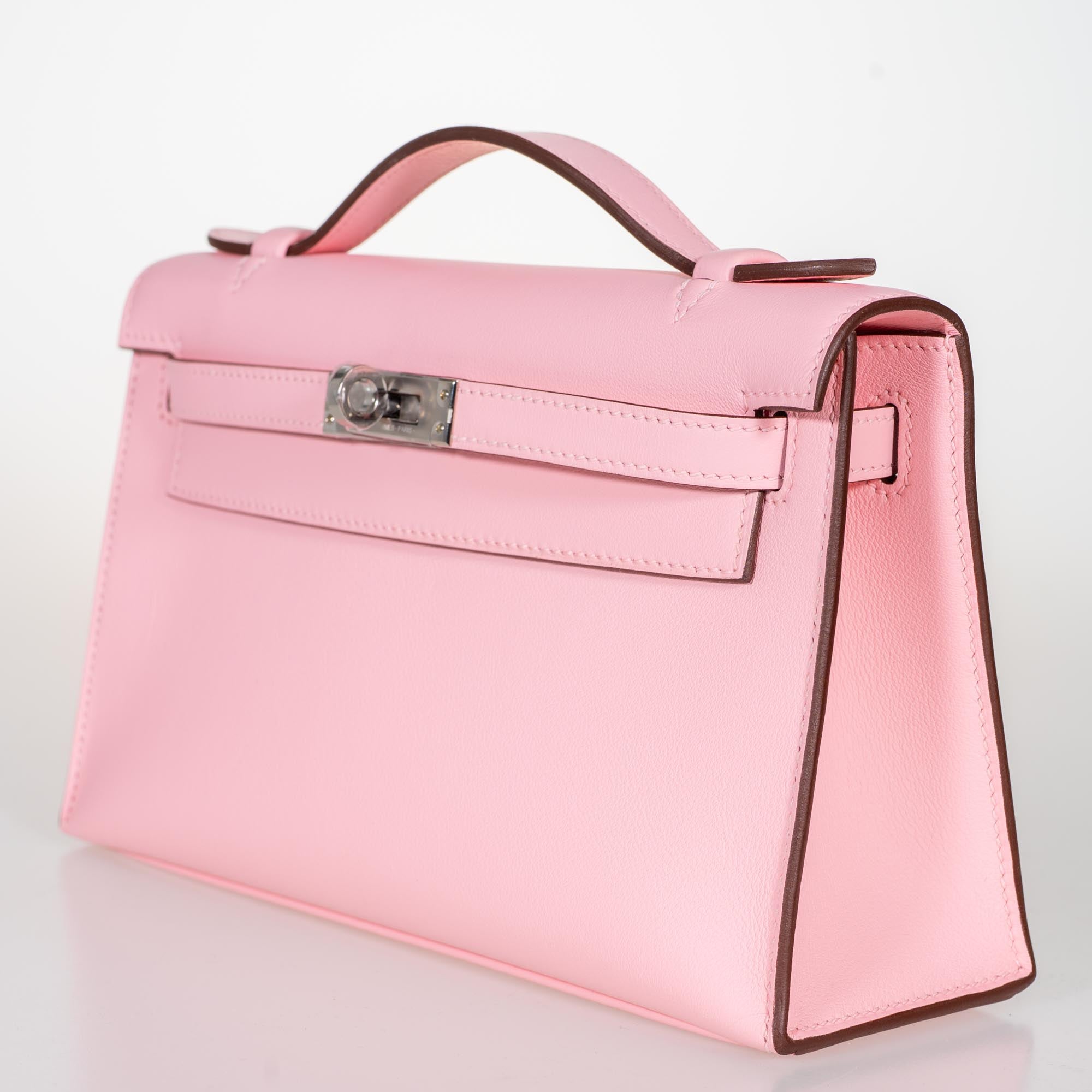 Hermès Kelly Mini Pochette Rose Sakura Swift Palladium Hardware