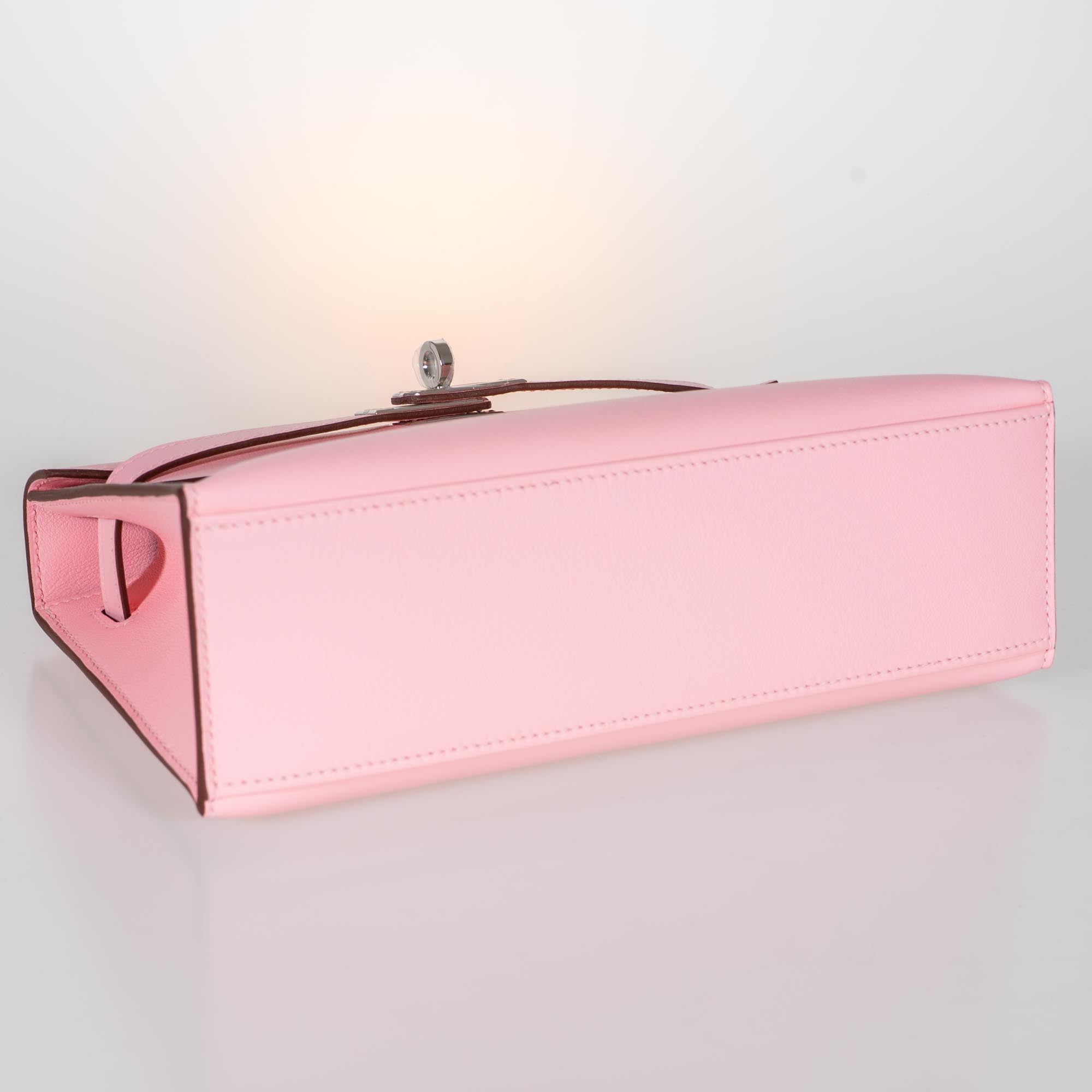 Hermès Kelly Mini Pochette Rose Sakura Swift Palladium Hardware