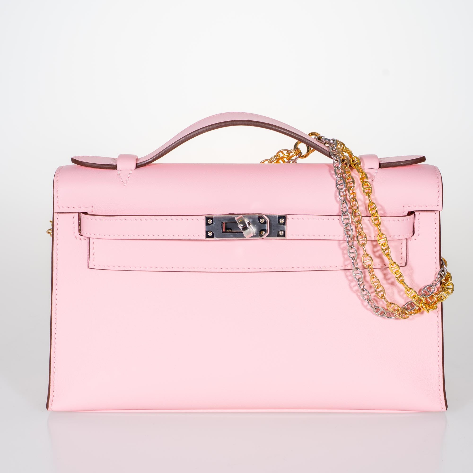 Hermès Kelly Mini Pochette Rose Sakura Swift Palladium Hardware
