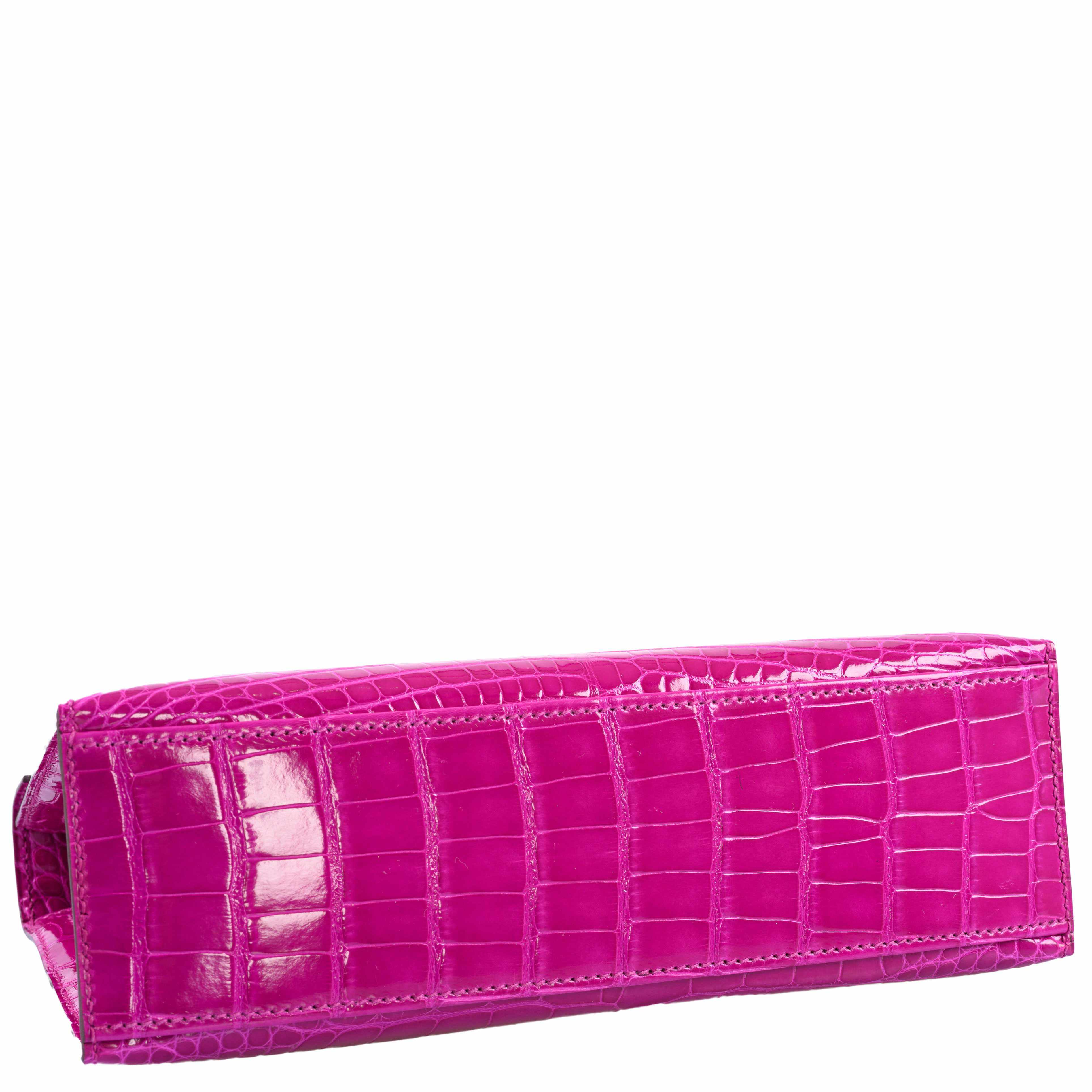 Hermès Kelly Mini Pochette Rose Scheherazade Shiny Alligator Gold Hardware