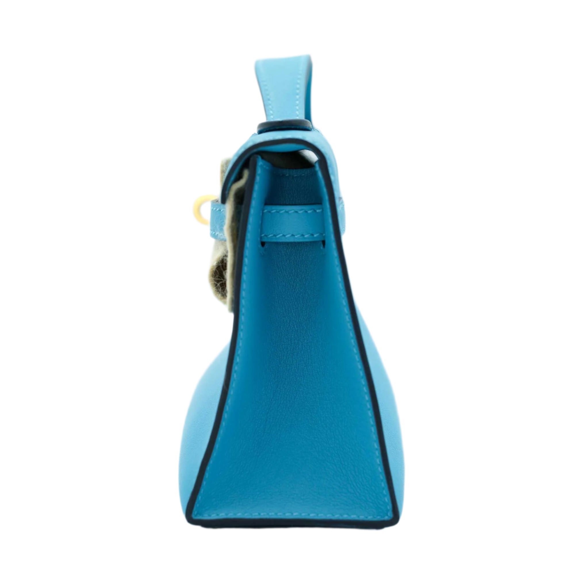 Hermès Kelly Pochette Celeste Swift with Gold Hardware