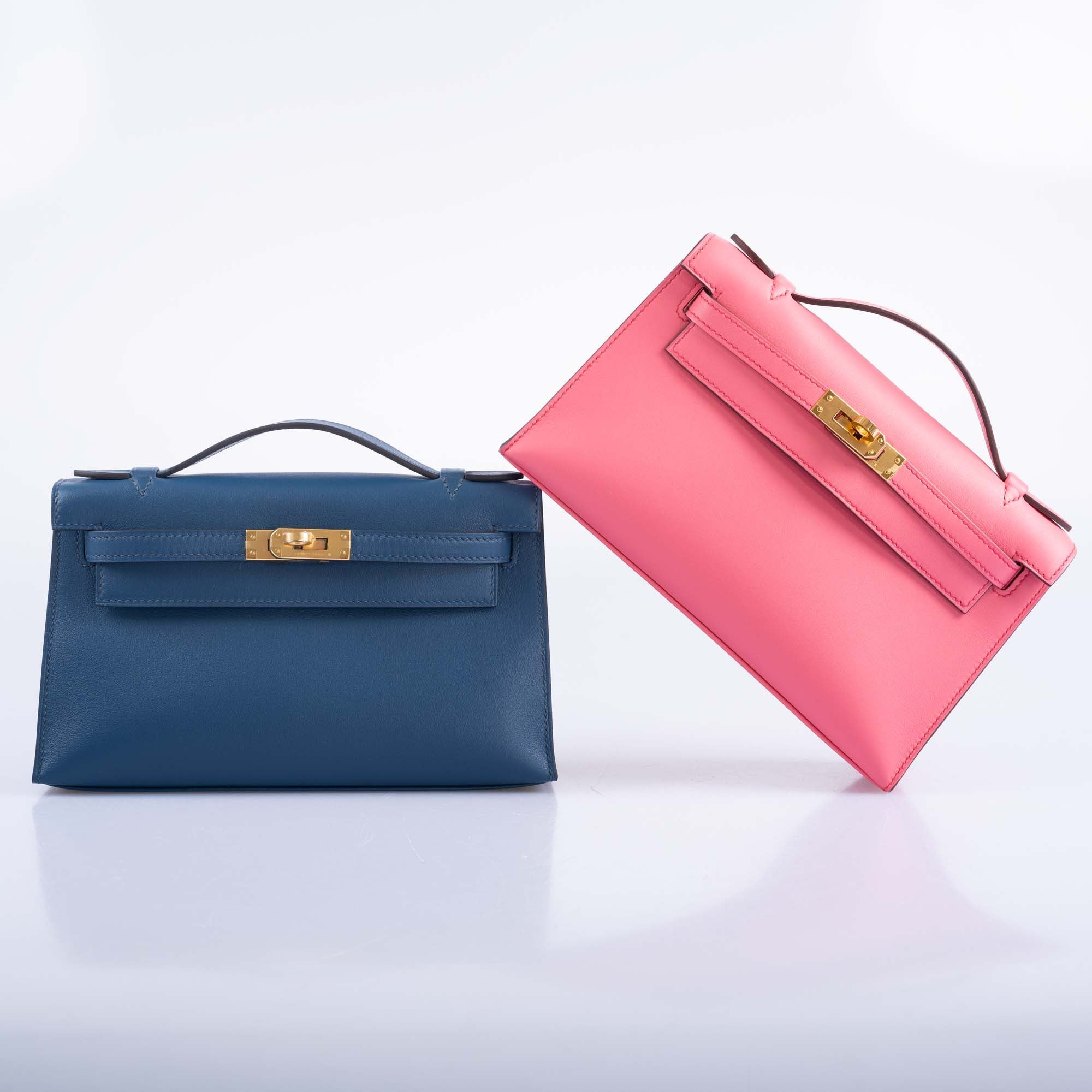 Hermes Kelly Pochette Navy Swift with Gold Hardware