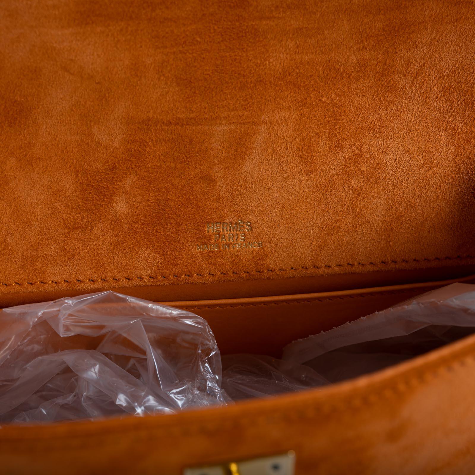 Hermès Kelly Pochette Orange H Veau Doblis Suede Gold Hardware