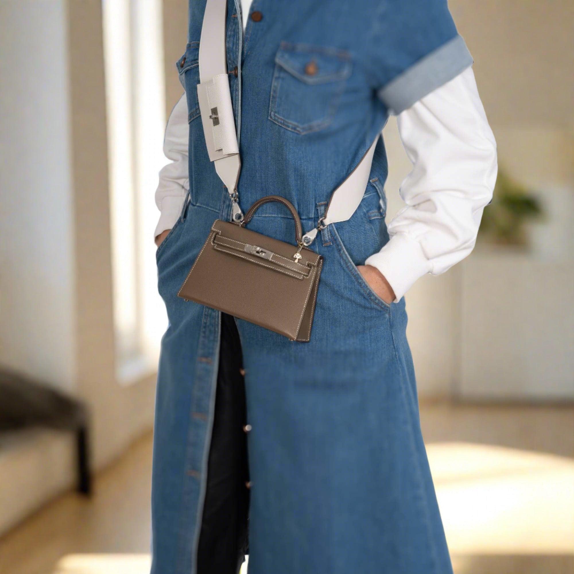 Hermès Kelly Pochette Pocket PM Shoulder Strap Gris Pale Swift and Epsom Palladium Hardware