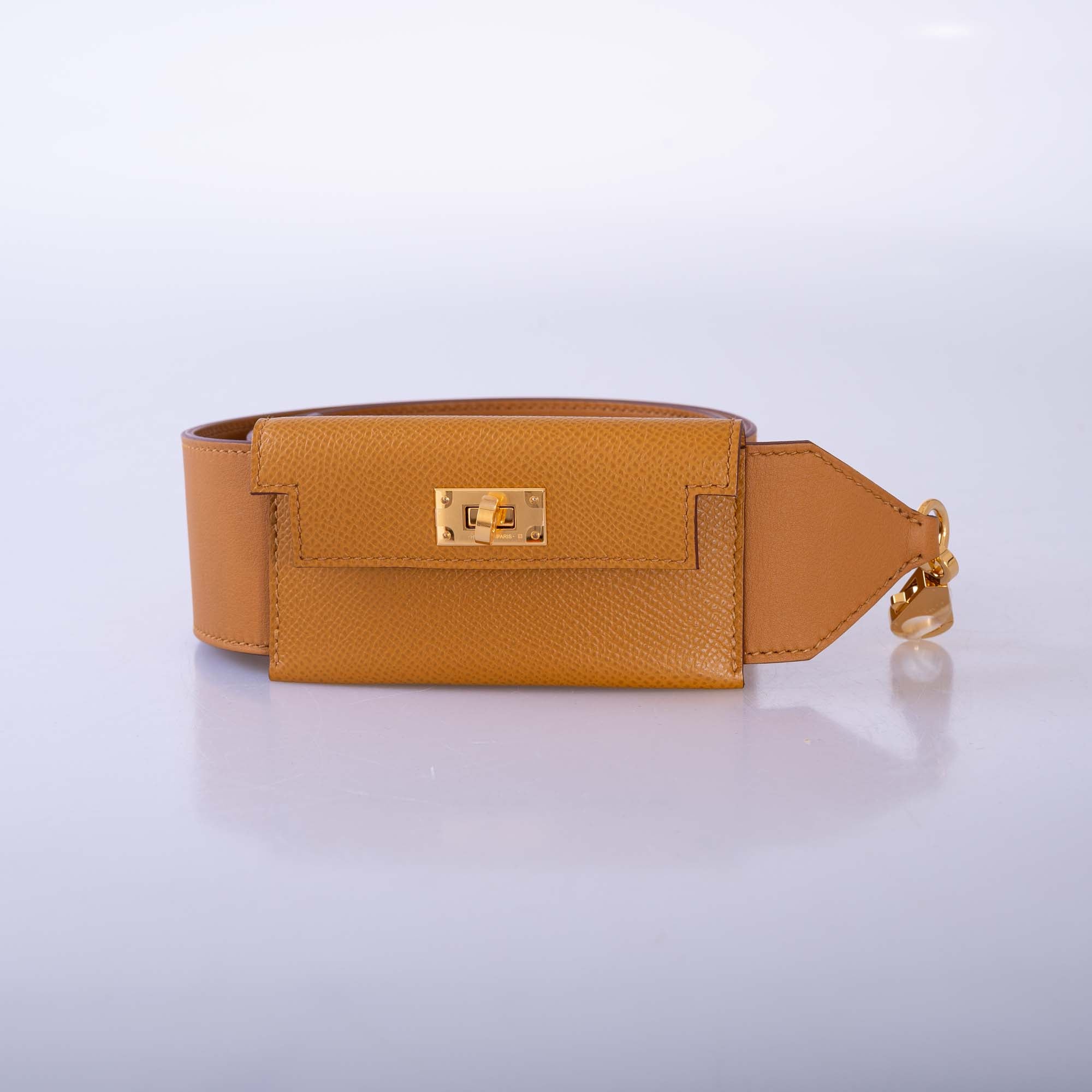 Hermès Kelly Pochette Pocket PM Strap Sesame Swift and Epsom Gold Hardware