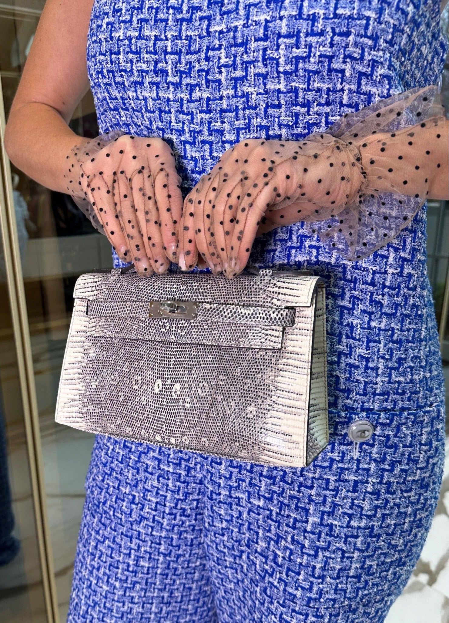 Hermès Kelly Pochette Rare Ombré Lizard Palladium Hardware