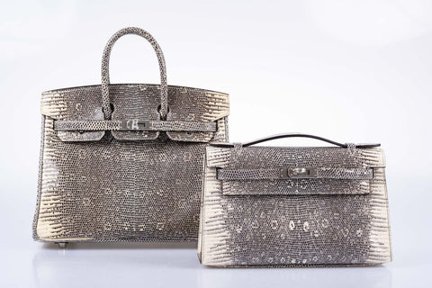 Hermès Kelly Pochette Rare Ombré Lizard Palladium Hardware